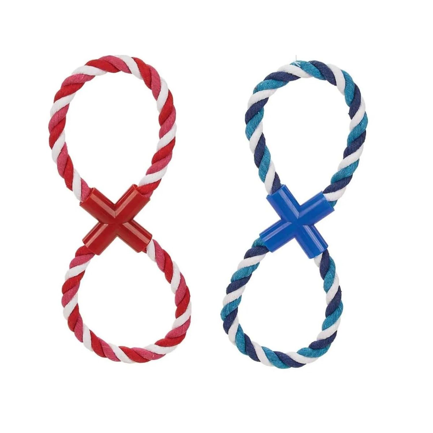 Figure 8 Dog Toys Fun and Colorful Choices Tug Toss Fetch Play Ropes and Loops (Multi Color Tugger 2 Balls)