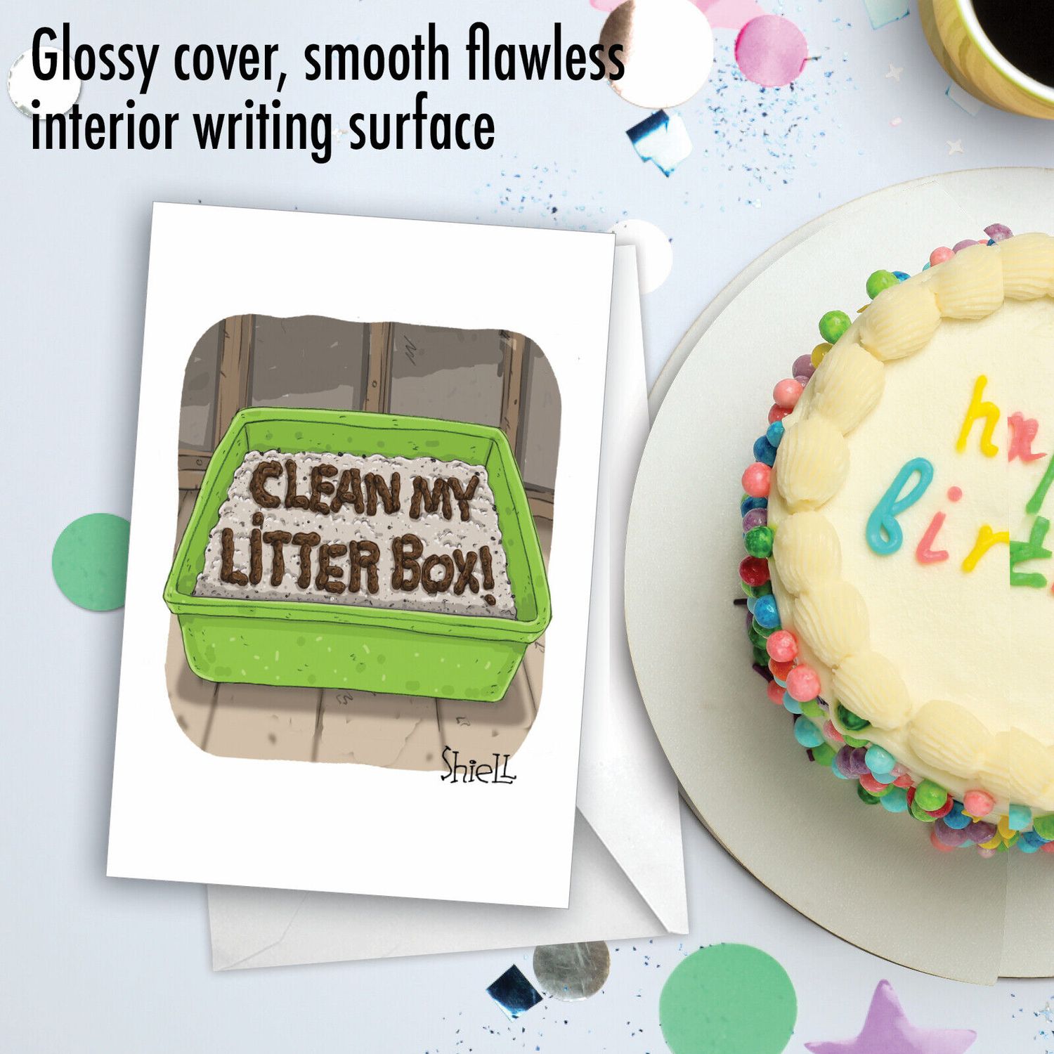 1  Birthday Pet Card with Envelope - Birthday Cat Litter C4830BDG