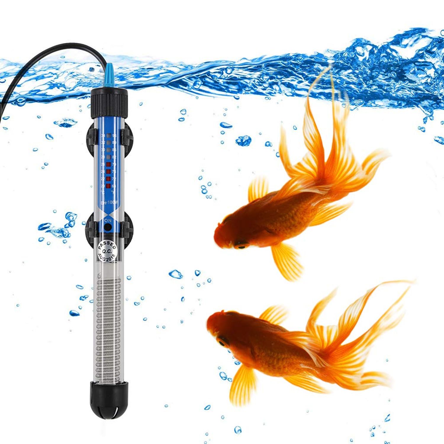 Mylivell Aquarium Heater 25W 50W 100W 200W 300W Submersible Auto Thermostat Fish Tank Heater, Small Aquarium Heater for 10-100 Gallon Fish Tank, Freshwater & Saltwater Compatible