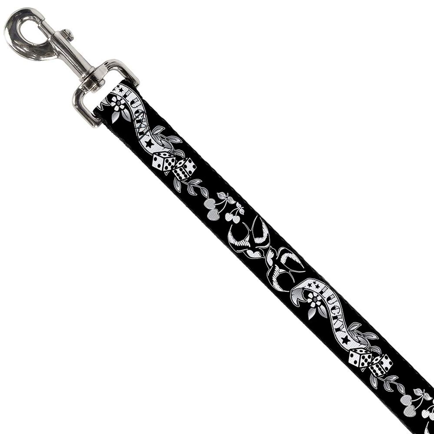 Buckle-Down Pet Leash - Lucky Black/White - 4 Feet Long - 1/2" Wide