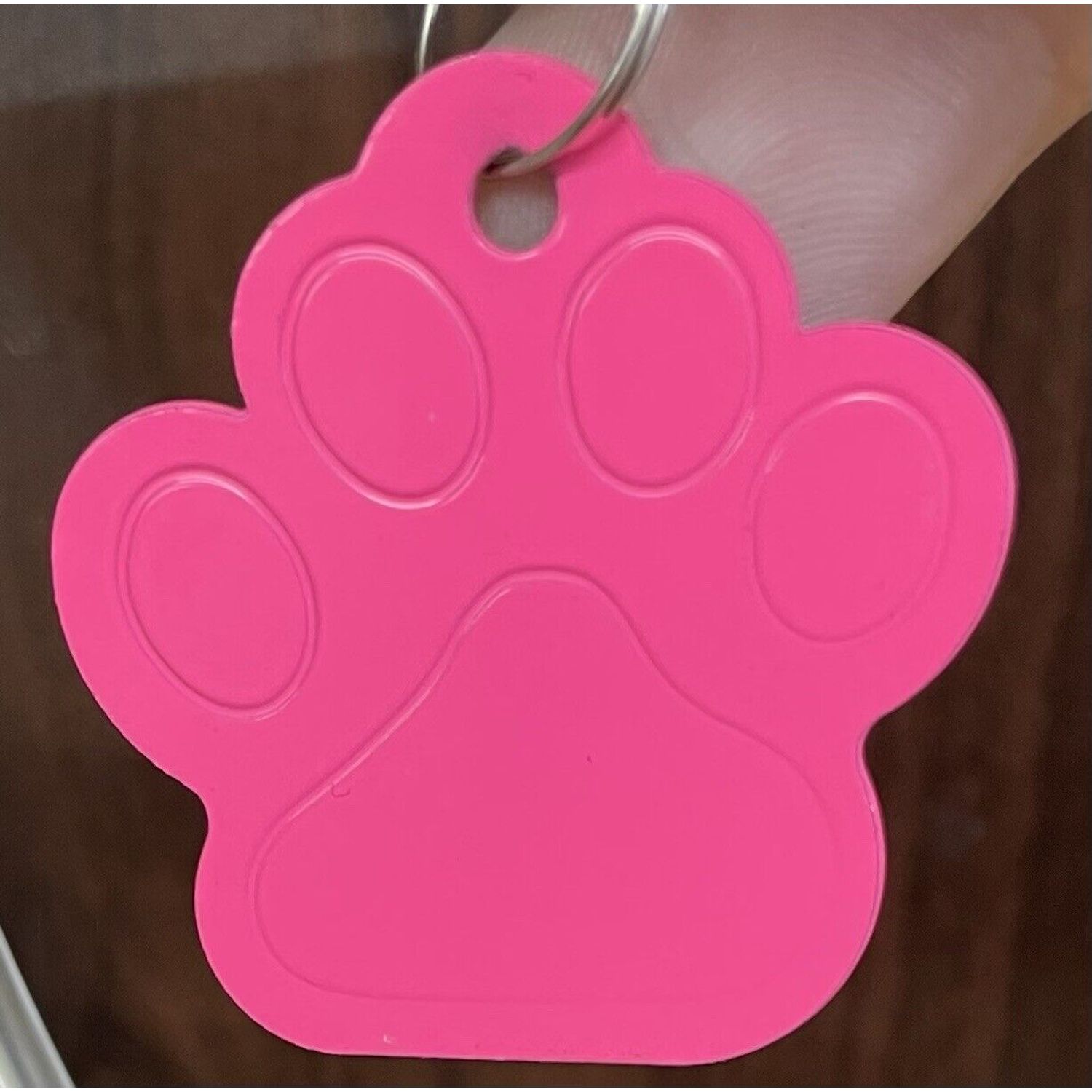Pink Aluminum Paw-Shaped Pet ID Tags Personalized Front and Back