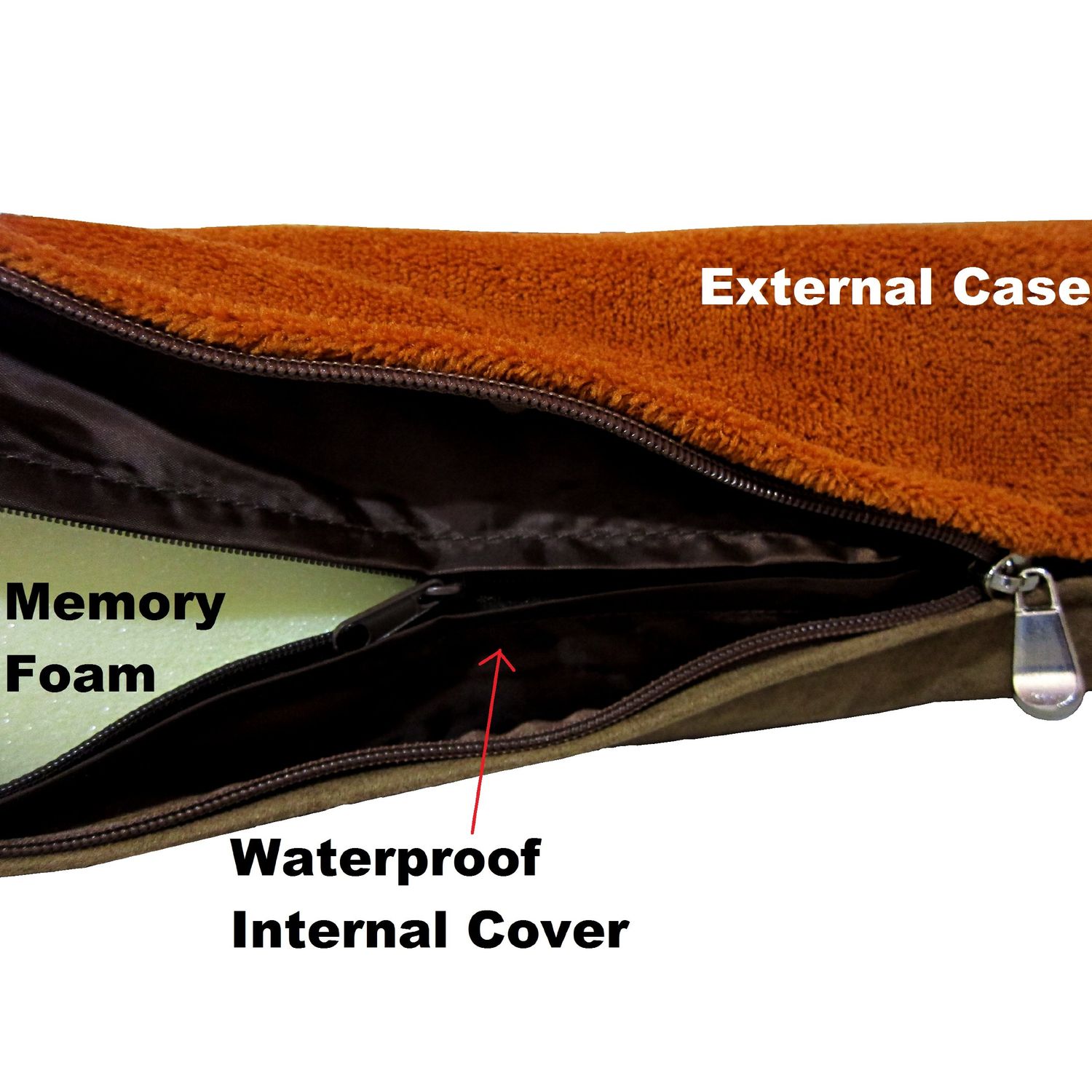 ehomegoods 47X29 X4 Sudan Brown Orthopedic Waterproof Memory Foam Pet Pad Bed for Extra Large Dog Crate Size 48"X30" with 2 External Covers