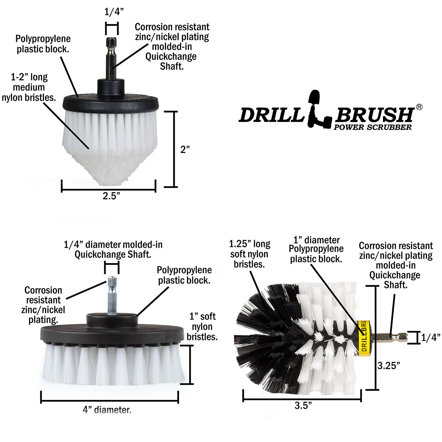 Drill Brush Power Scrubber by Useful Products - Carpet Cleaner - Carpet Shampooer Machine - Car Detailing Kit - Glass Cleaner - Window Cleaner - Pet Hair Remover - Car Cleaning - Soft Scrub Brush