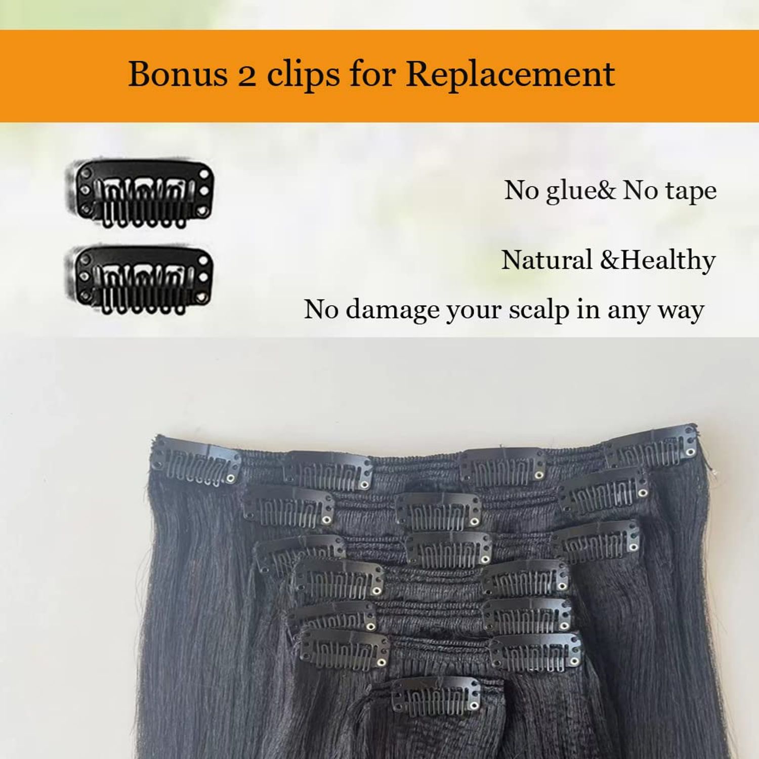 Yaki Straight Clip Ins Black Hair Extensions Clip in Extensions For Black Women Yaki Straight Curly Remy Real Hair Clip in Human Hair Extensions 7PCS/Set 16Inch 120Gram