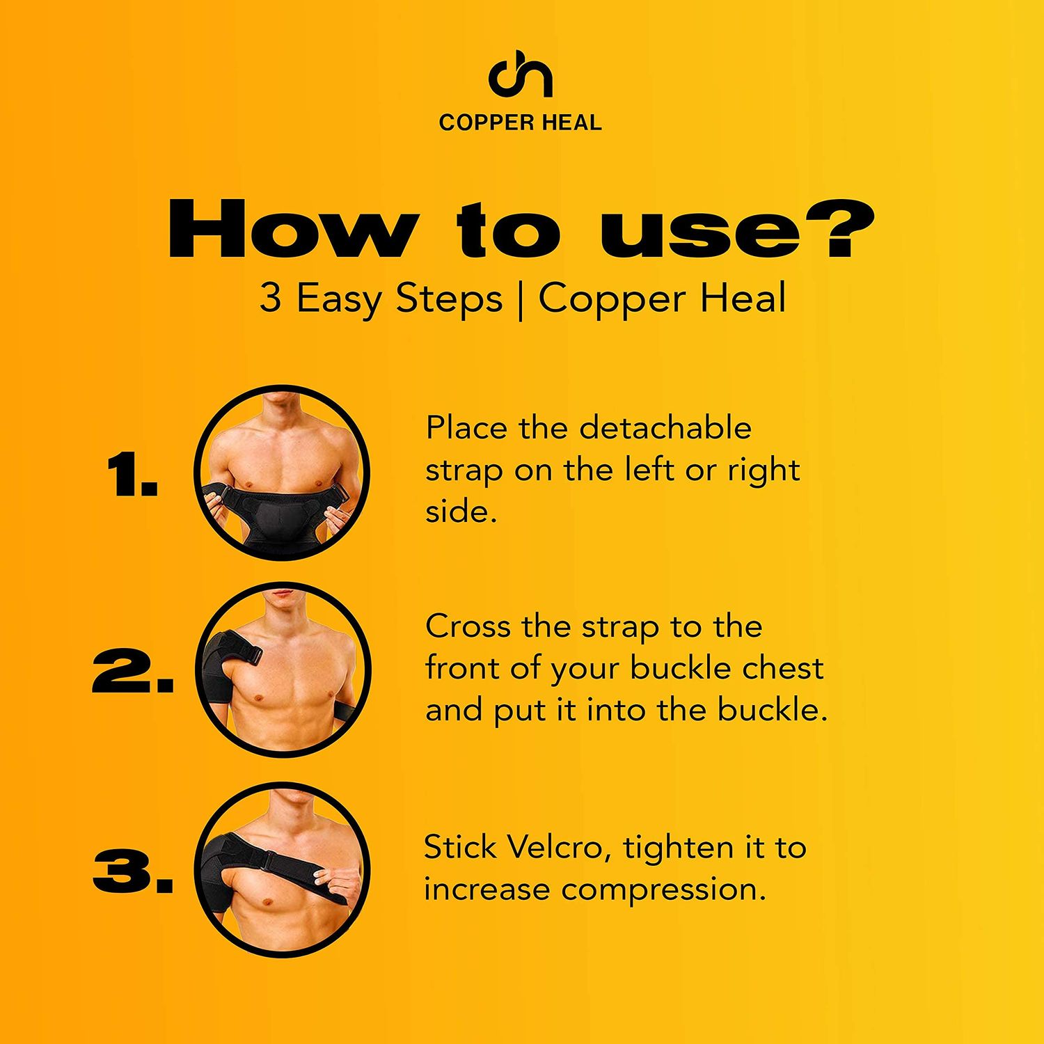 COPPER HEAL – Shoulder Brace Adjustable Compression Sleeve Torn Rotator Cuff Men Women Stability support Immobilizer wrap Tendonitis Dislocation Bursitis AC Joint Pain Relief Dislocated Strap