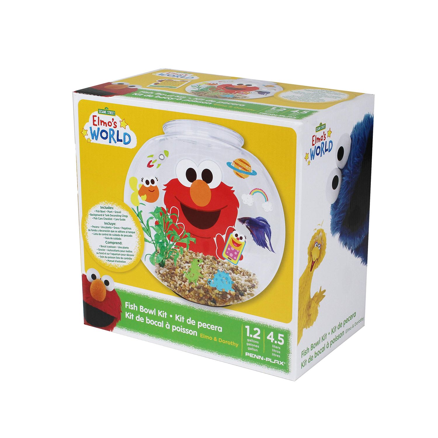Penn-Plax Officially Licensed Sesame Street Elmo’s World Fish Bowl Kit – Great Way to Teach Young Beginners How to Maintain and Take Care of an Aquarium