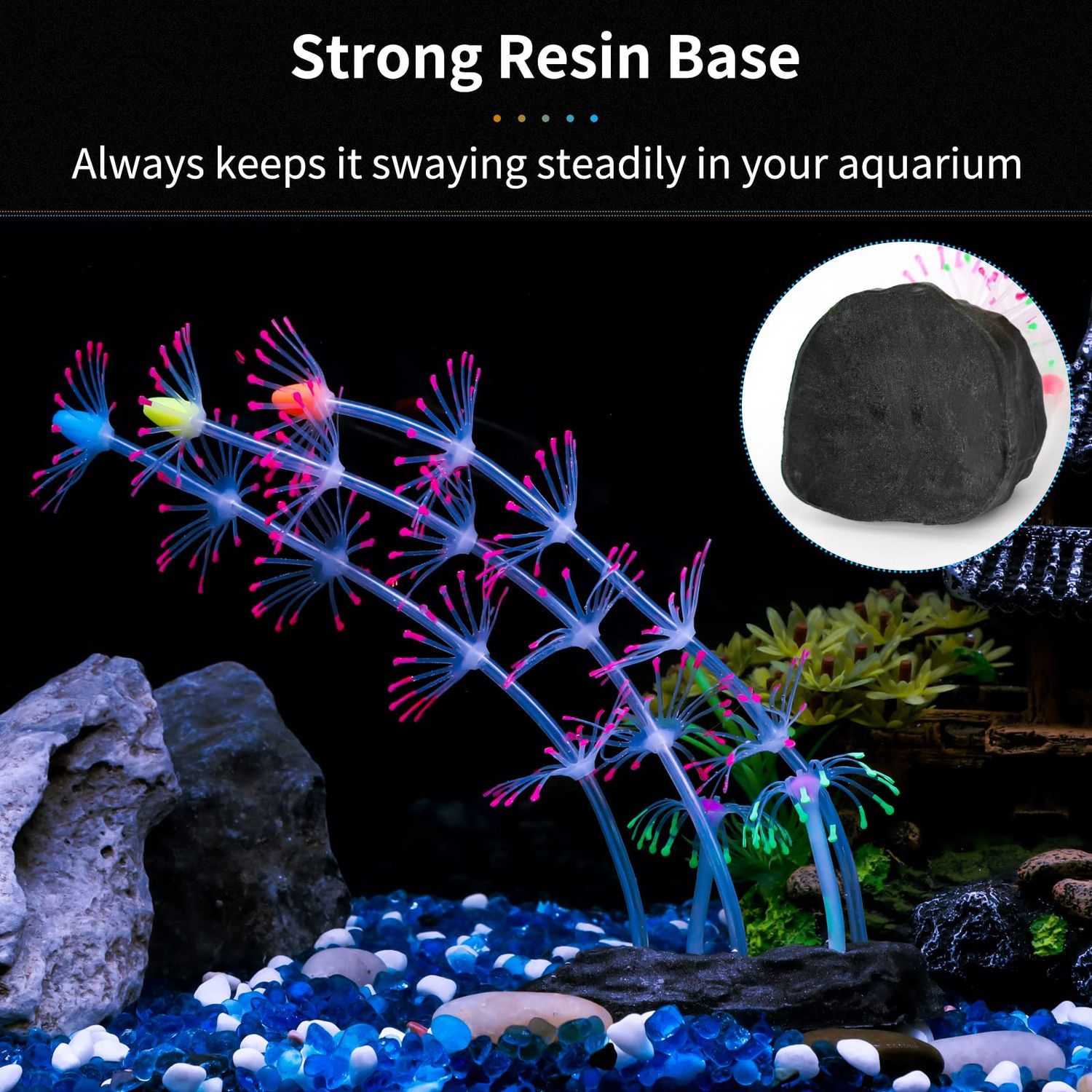 Uniclife Strip Coral Plant Ornament Glowing Effect Silicone Artificial Decoration for Fish Tank, Aquarium Landscape - Pink