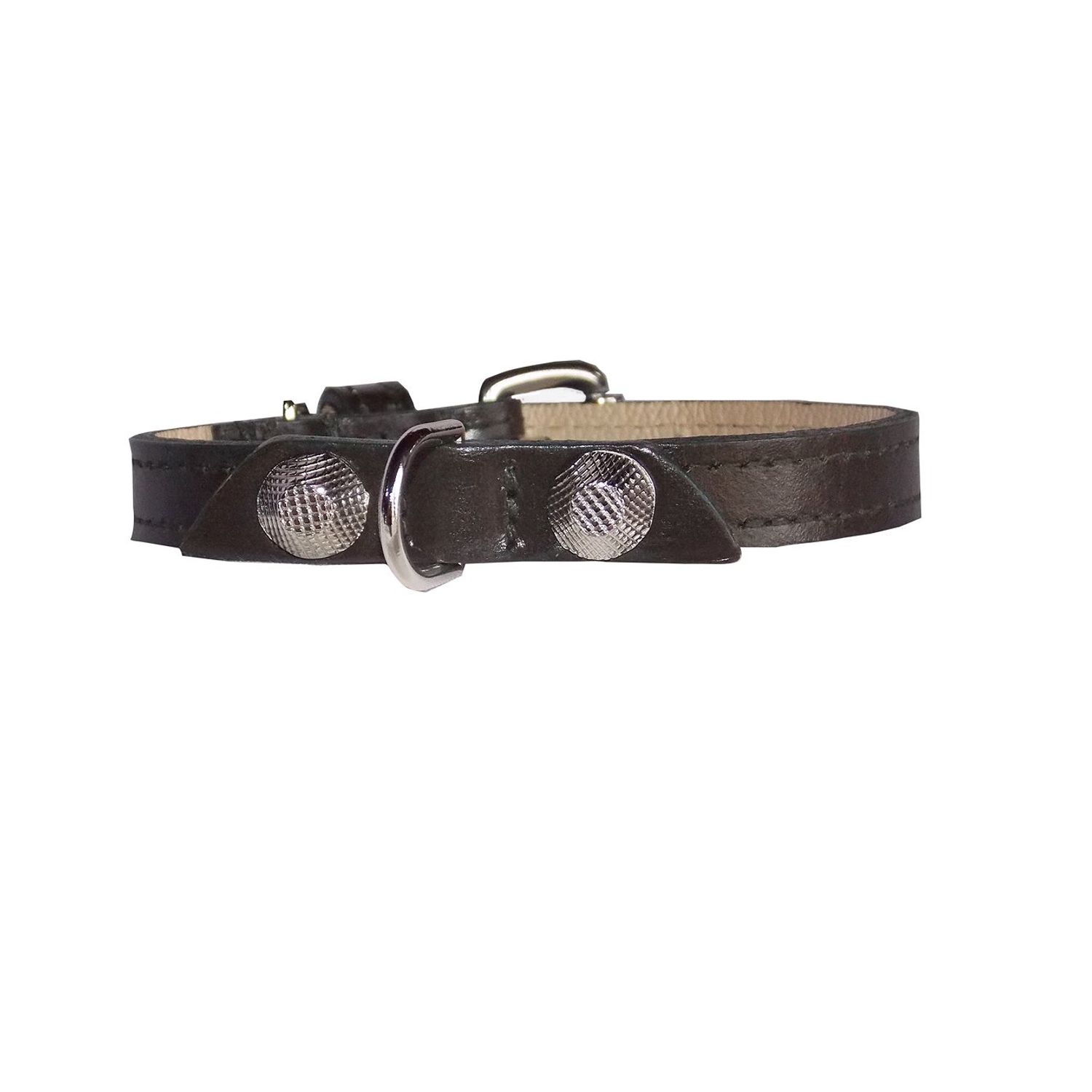 Balencioochee Straight Dog Collar, Rivets, Extra Small Size 8, Green with Silver Rivets