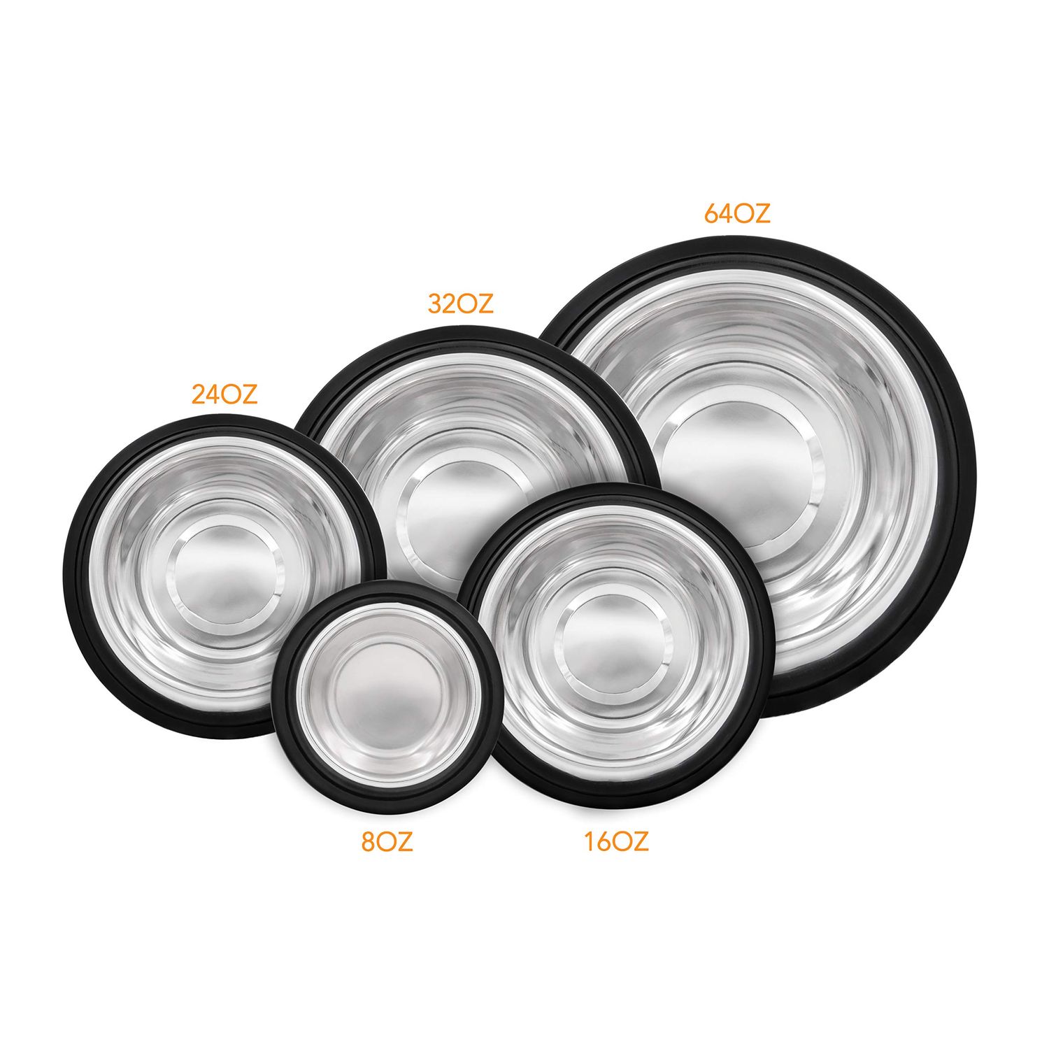 Fuzzy Puppy Pet Products Non-Tip Dog Bowl with Removable Rubber Ring, Won't Slip, Skid or Tip, Stainless Steel, Silver Metallic, 8oz (NOTD-8)