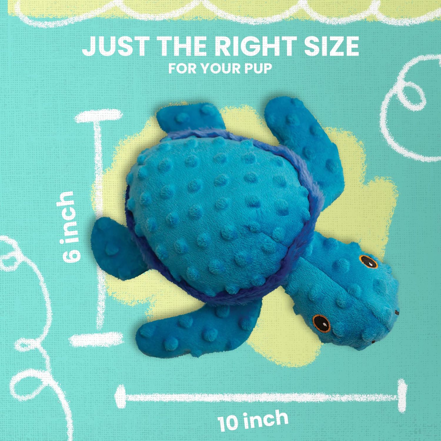 SnugArooz Tucker The Turtle – Soft & Durable Dog Toy with Squeakers & Crinkle – Made from Recycled Materials –Includes Repair Patch for Extended Play