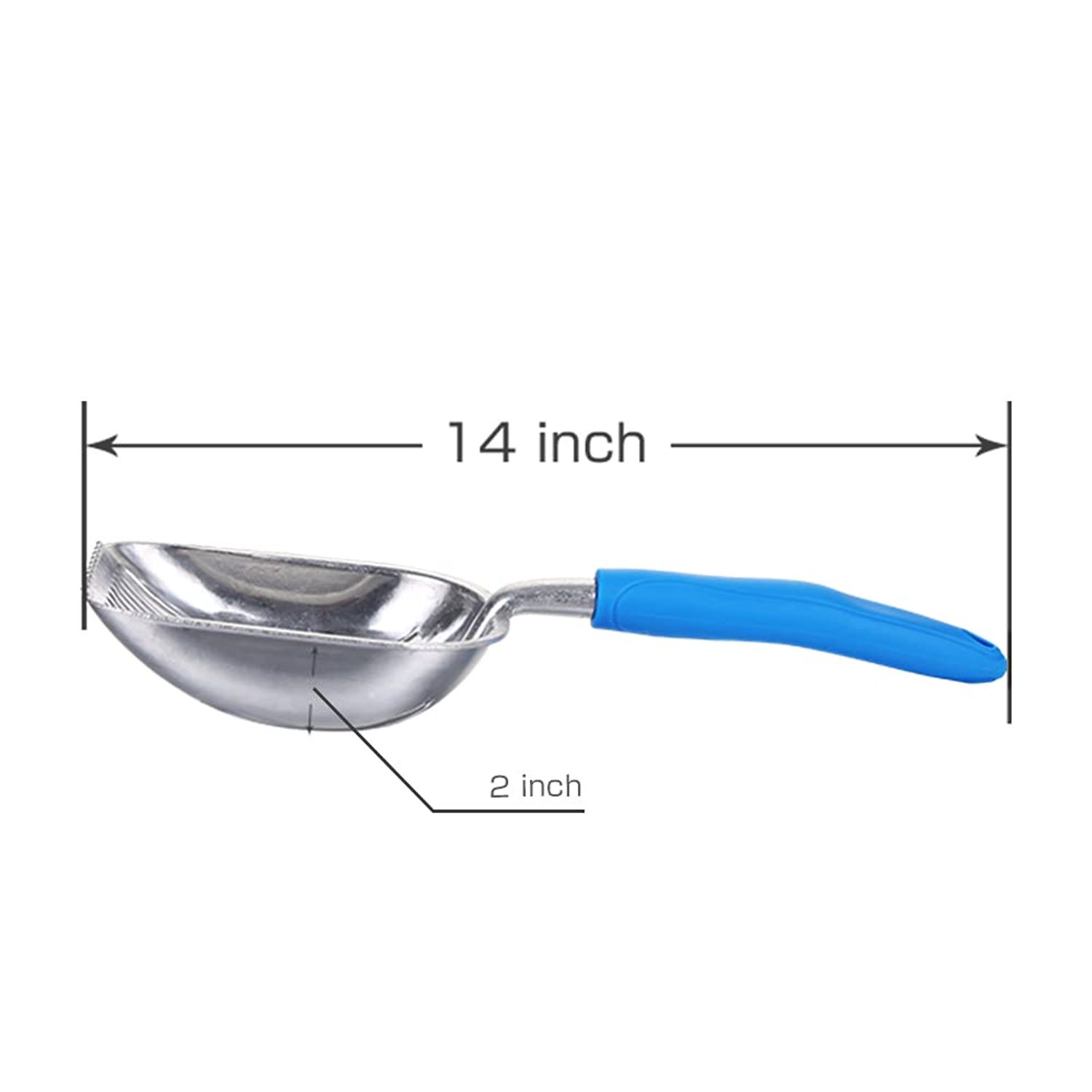 Chi-buy The Latest Update Metal Cat Litter Scoop POLISHING Blue Handle,Aluminum Alloy with TABS/Round Teeth Pet Kitty Litter Scooper
