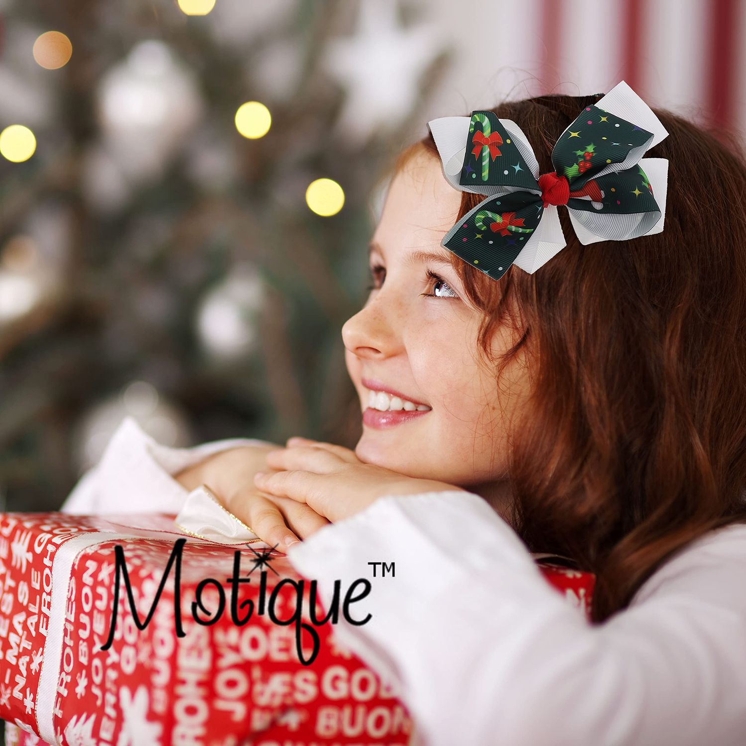 White Christmas Hair Accessories Hair Bow for Girls
