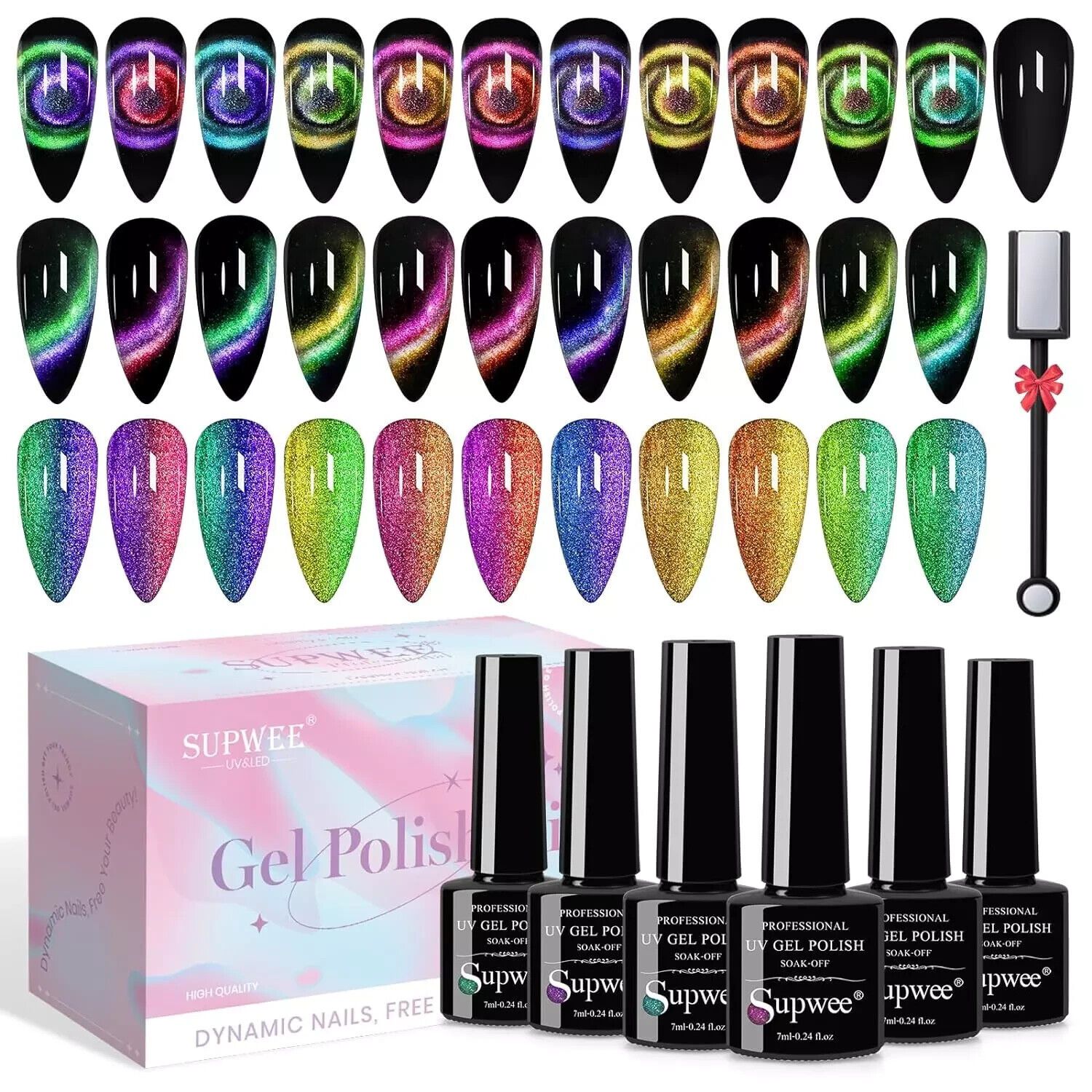 Cat Eye Gel Nail Polish with Magnet 9D Galaxy Cateye Manicure Soak off UV DIY Sa