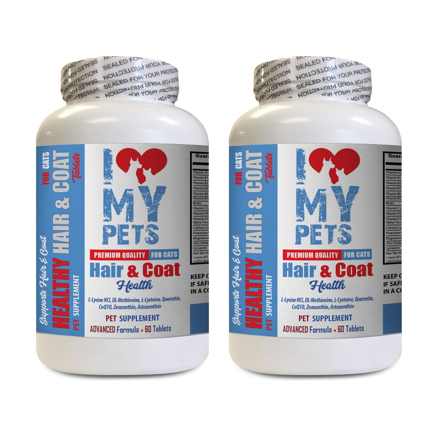 I LOVE MY PETS LLC Minerals for Cats - CAT Hair and Coat Health - Healthy Skin - Premium Quality Treats - cat Vitamins Senior - 2 Bottles (120 Tablets)