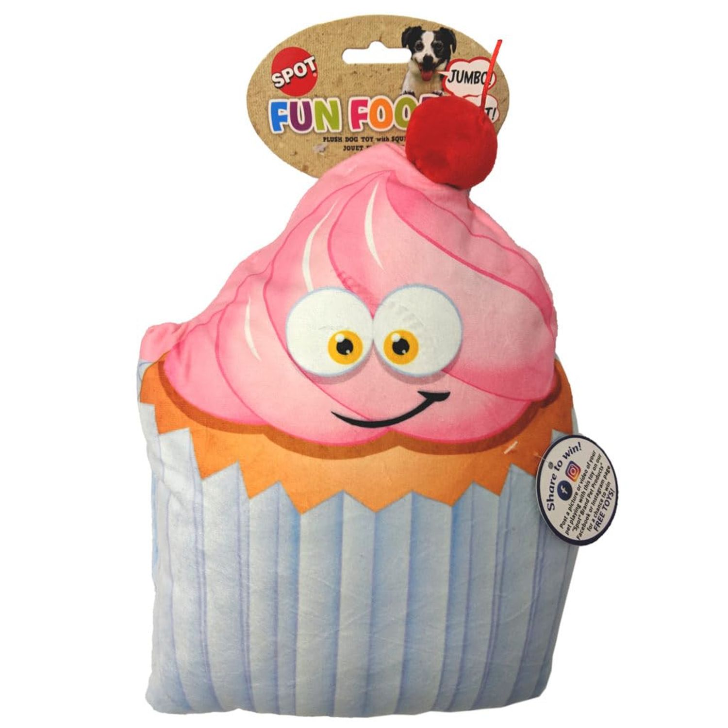 Fun Food Jumbo Size Plush Dog Toy Cupcake 11"