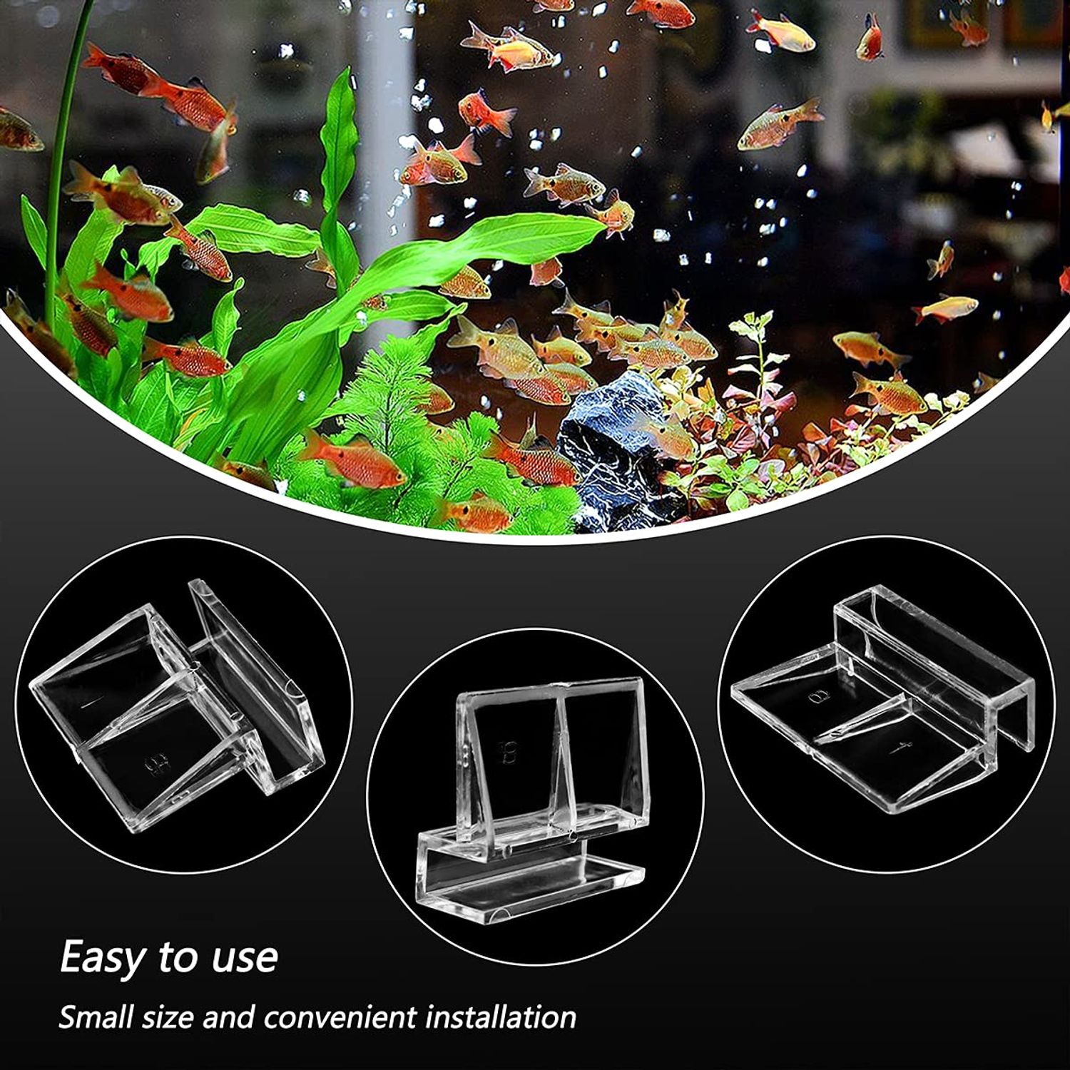 LEEFONE 16 PCS 8mm Acrylic Aquarium Cover Clip, Clear Fish Tank Glass Cover Clip Support Holder Universal Lid Clips for Rimless Aquariums