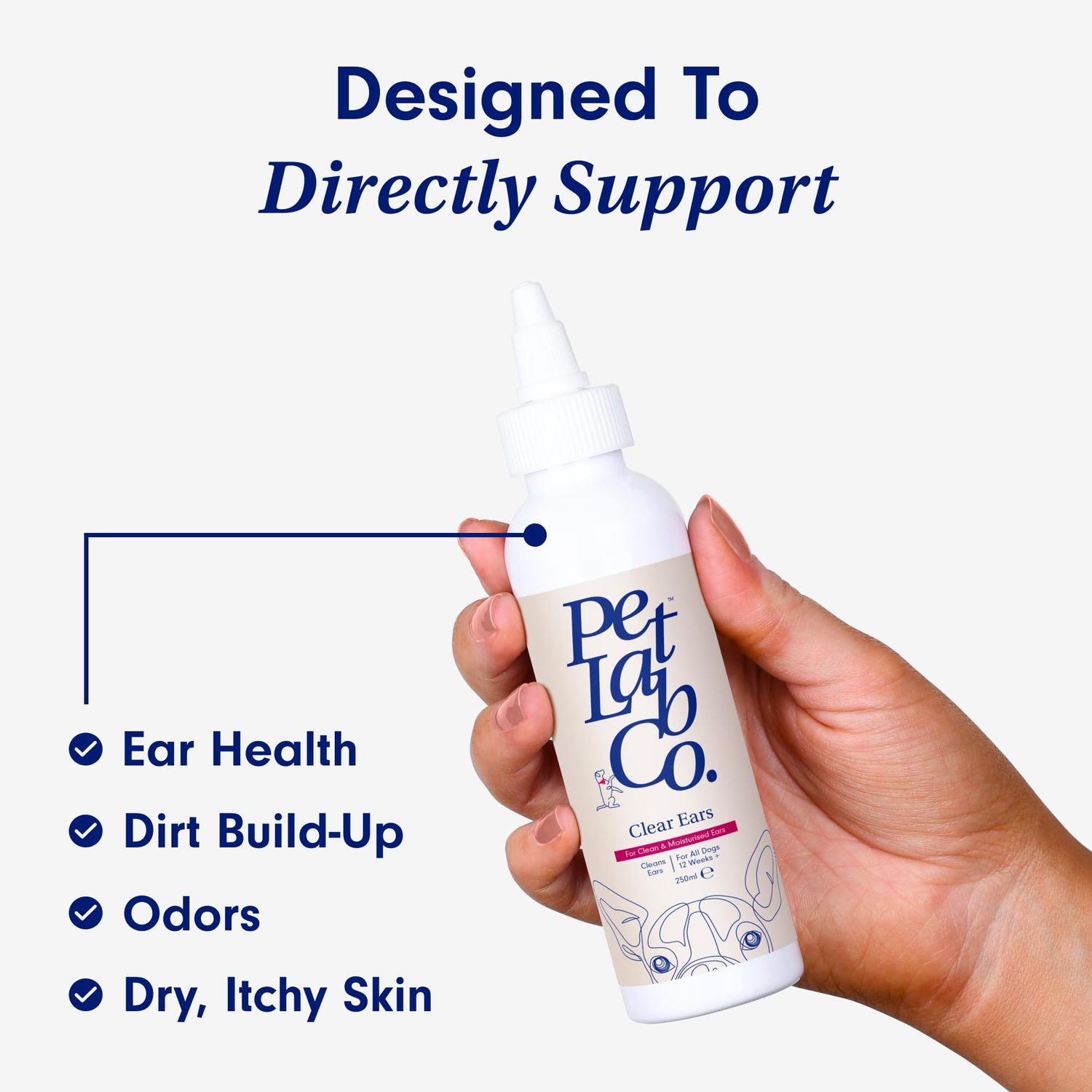 Petlab Co. - Clear Ears Therapy Ear Cleaner for Dogs - Supporting Yeast, Itchy Ears & Healthy Ear Canals - Alcohol-Free Dog Ear Wash - Optimized Dog Ear Cleaner Solution - Packaging May Vary