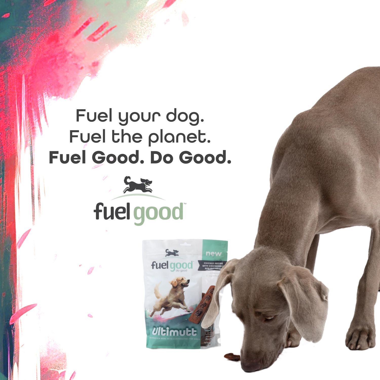Fuel Good Ultimutt High Protein Bars with Electrolytes - Chicken Recipe with Cranberries and Flaxseed High Protein Dog Treats - 8oz Bag - Made in The USA, Wheat and Corn Free