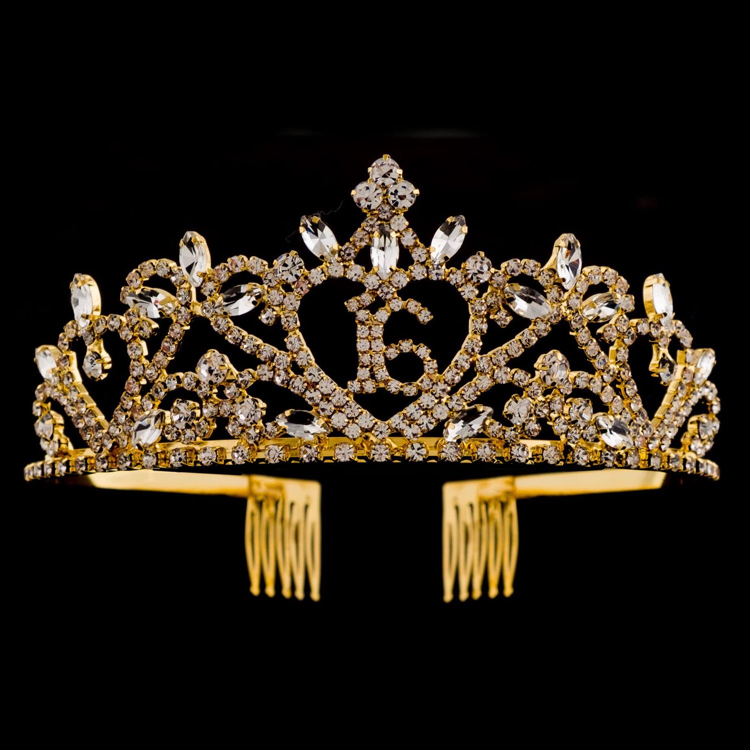 Ella Celebration 16 Tiara Rose Gold 16th Birthday Sweet 16 Party Crown (Gold Tiara)
