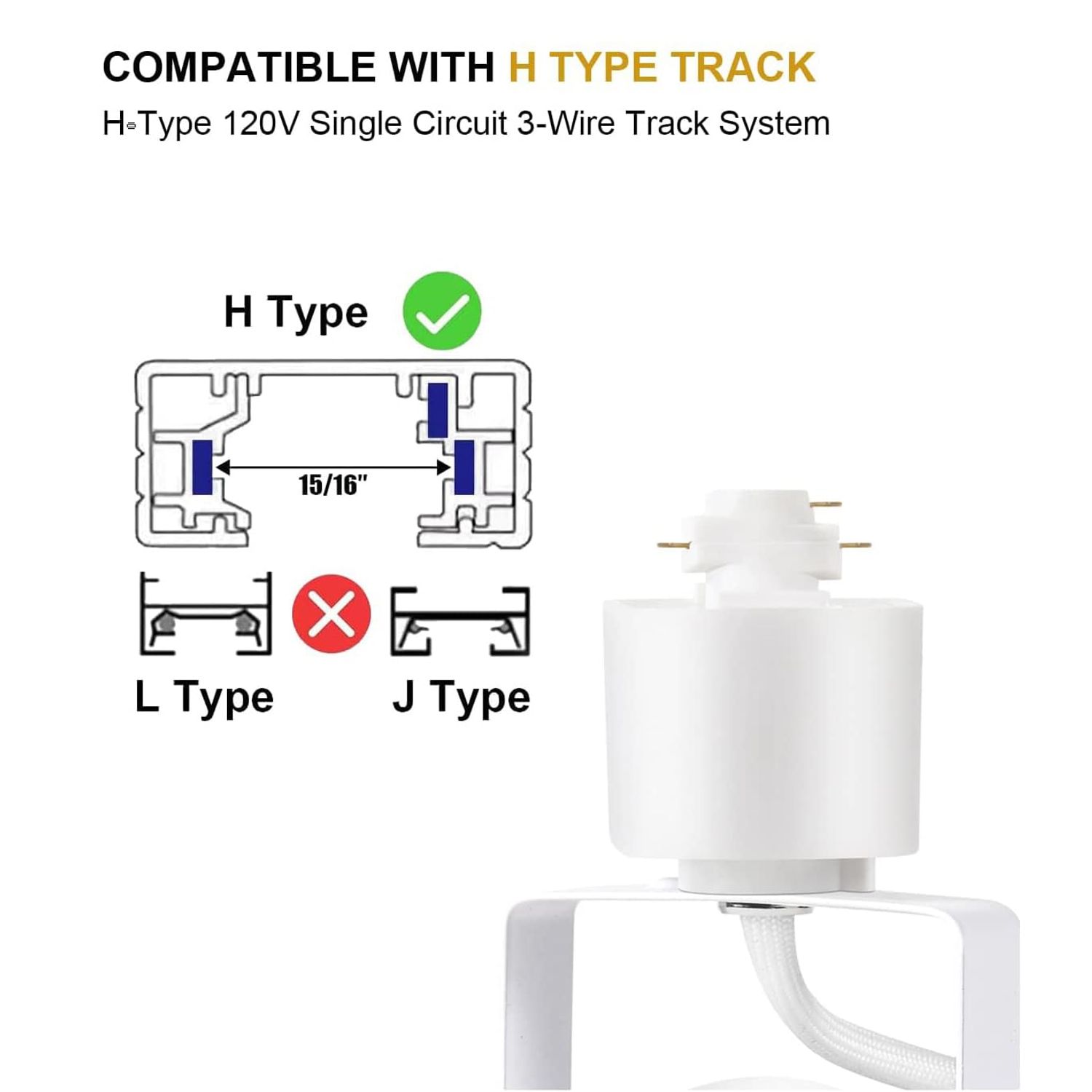 MOCAOIRE LED Track Lighting Heads, 10W Adjustable LED Track Light Fixtures for Accent Retail Artwork,4000K Cool White, h Type Track Lights - 120V 24° Angle Halo Type- 16 Pack (White)