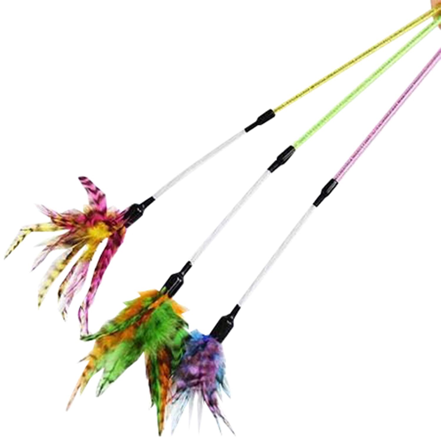 Kats'N Us Cat Feather Crinkle Teaser Cat Toy Teaser Wand (Blue)
