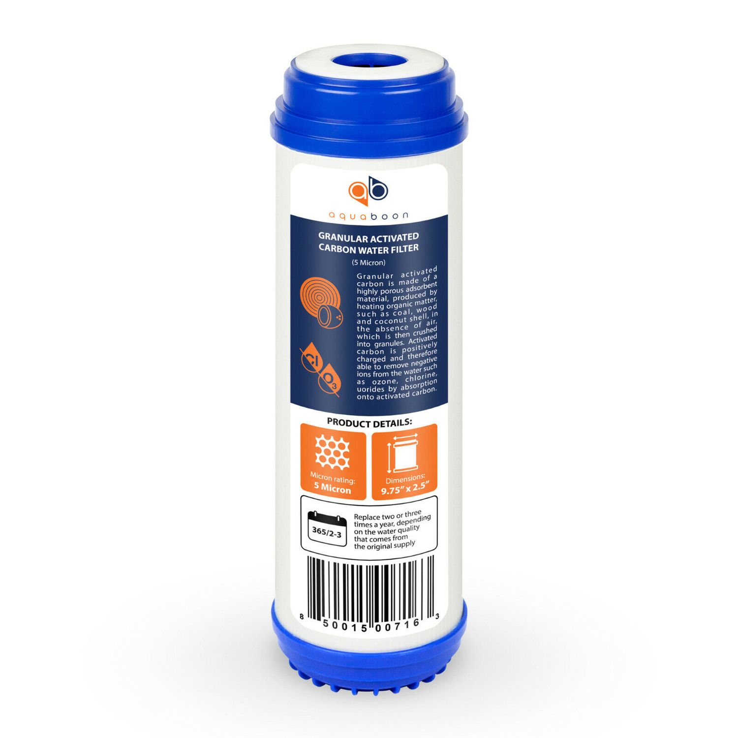 12 Pack of Granular Activated Carbon 5 Micron Water Filter Cartridge by Aquaboon