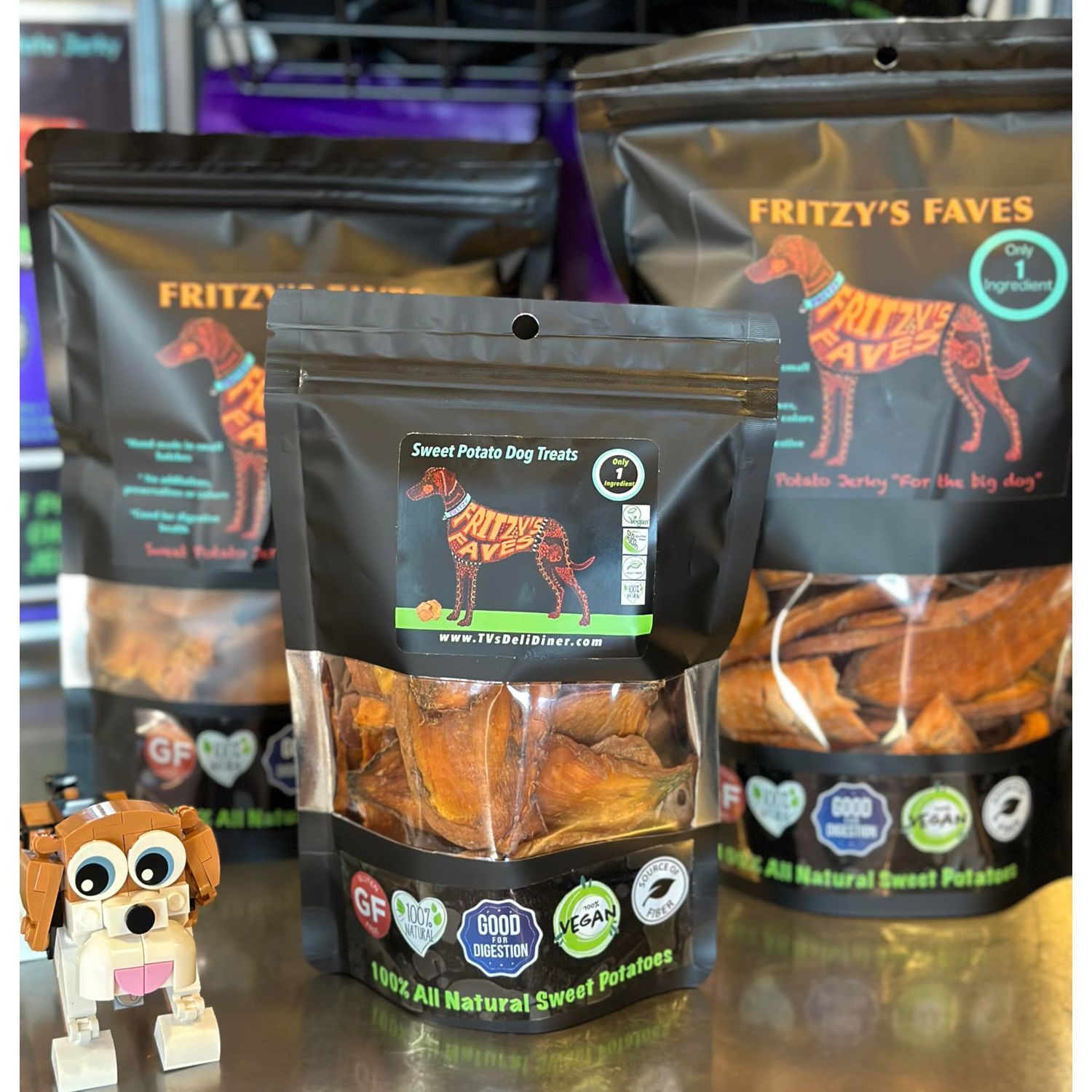 TV's Deli & Diner Fritzy's Faves | Sweet Potato Dog Treats | 100% Natural Dog Treats | Great for Digestion & Dental Health | Handmade (10oz)