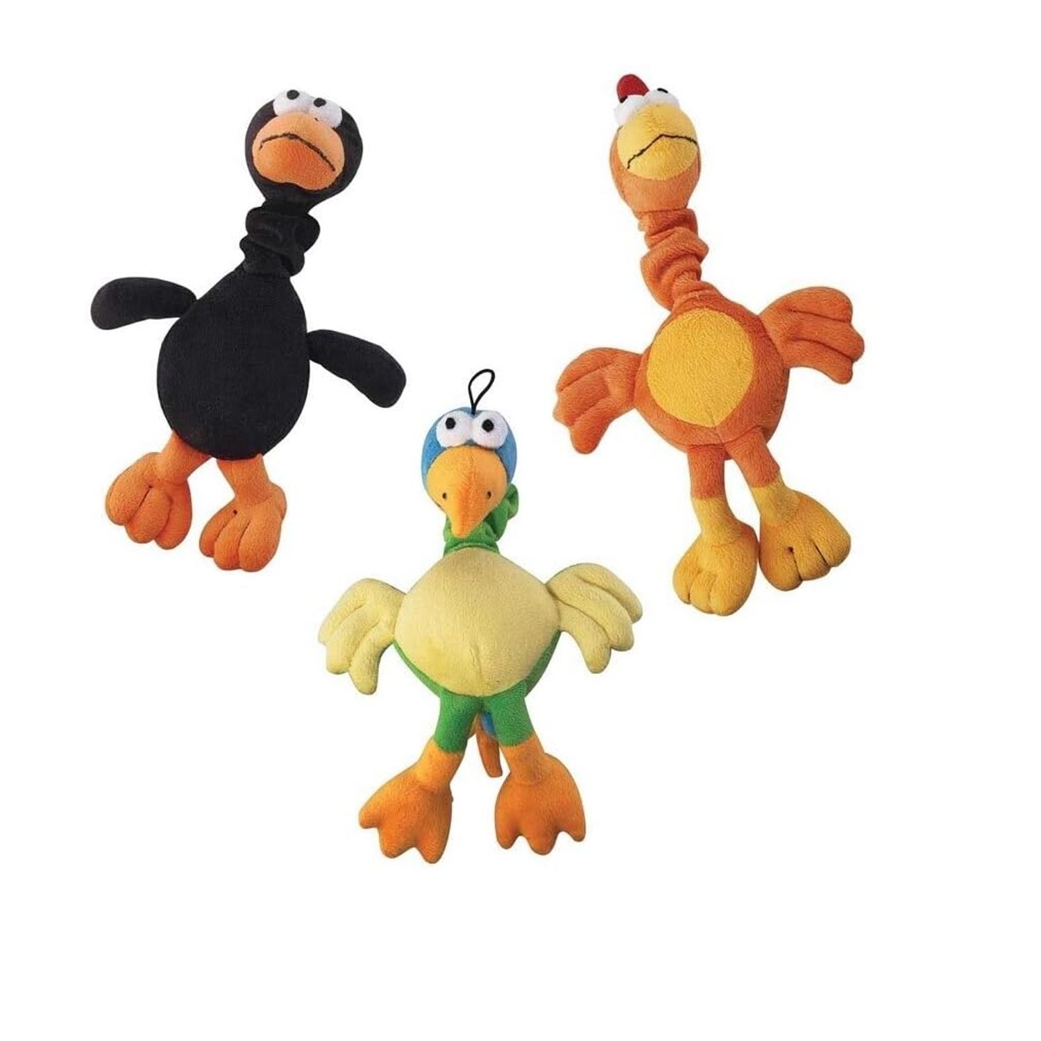 MPP One Dog Toy 14 Inch Chirpies Singing Bird Plush Bungee Neck Tugs Sets Available (Black Crow)