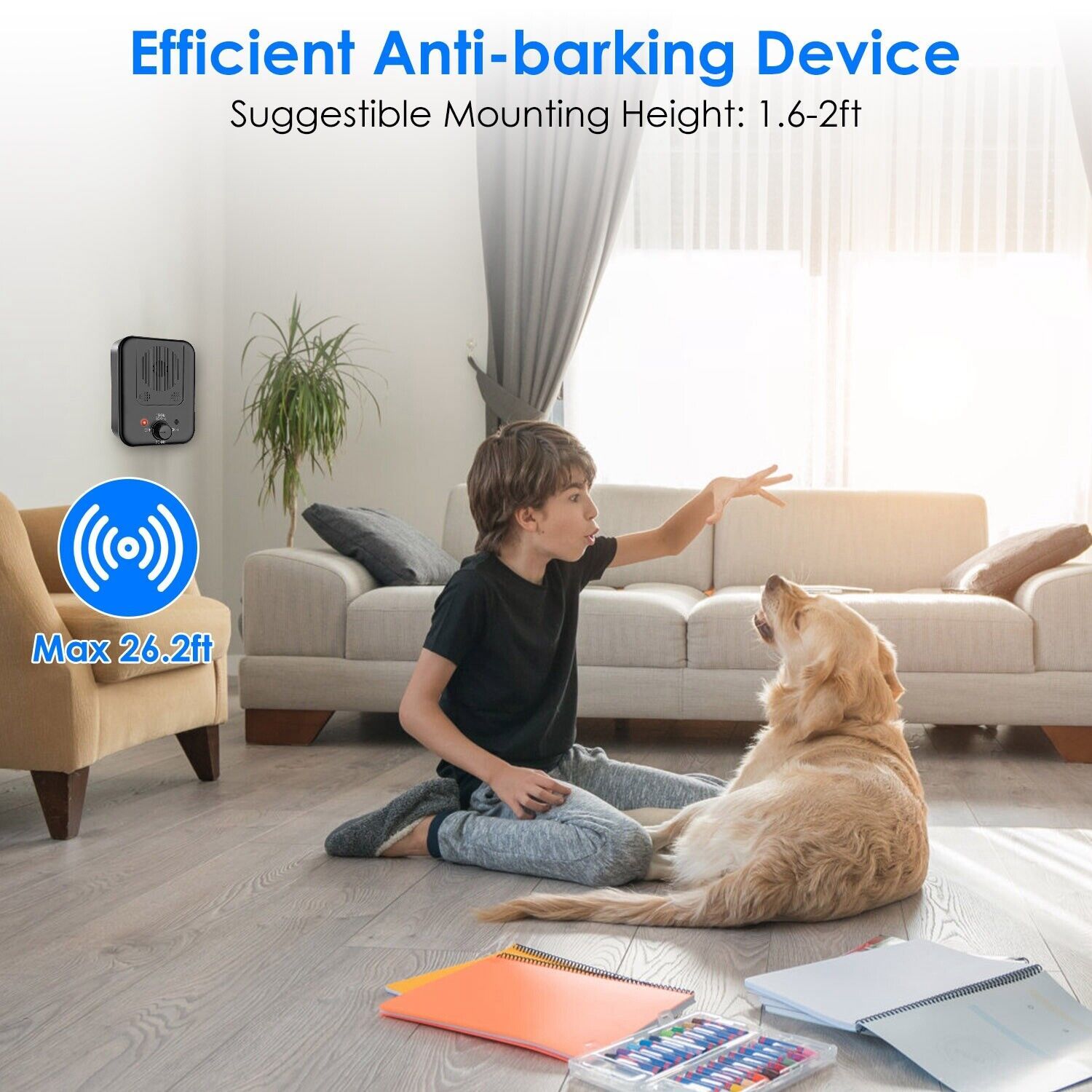 26.2Feet Ultrasonic Anti-Barking Device Dog Bark Control Sonic Silencer Outdoor