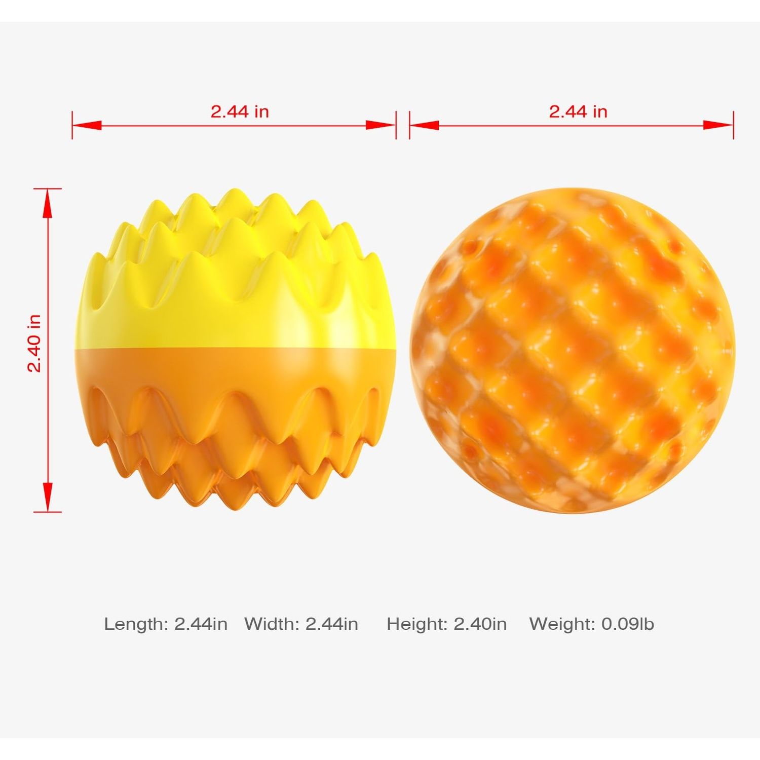 Squeaky Dog Ball Toy for Aggressive Chewers - Dental Dog Toy for Healthy Teeth & Gums - Spiky Ball Durable Floatable Rubber Pet Toys - Mental Enrichment - All Breed Sizes