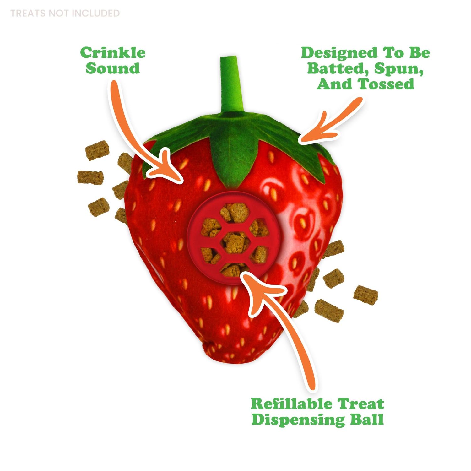 Meowijuana | Knock N' Nibble Strawberry | Refillable Treat Dispensing Toy | Promotes Play and Cat Health