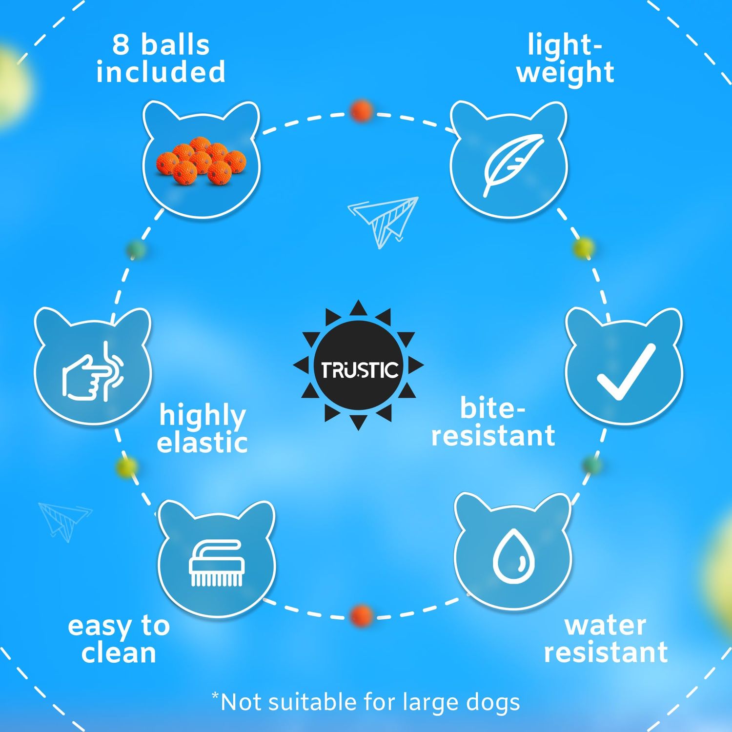 Trustic Balls 2 inch for Small and Medium Size Dogs - for Automatic Dog Ball Launcher, Playing Fetch, and Dog Toy (Balls Pack of 8)