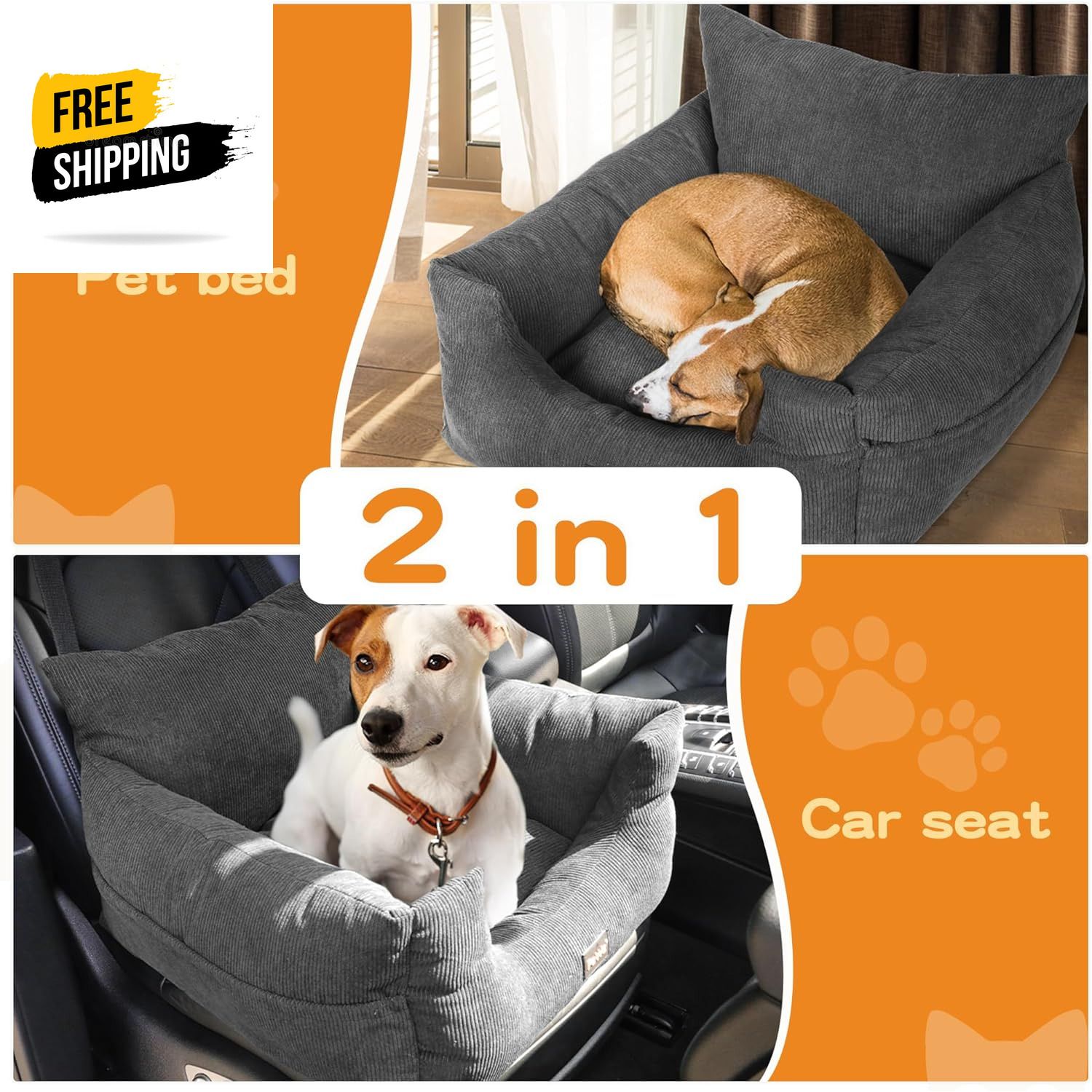 Pet Car Booster Seat Dog Protector Portable Travel Bed Removable Green M