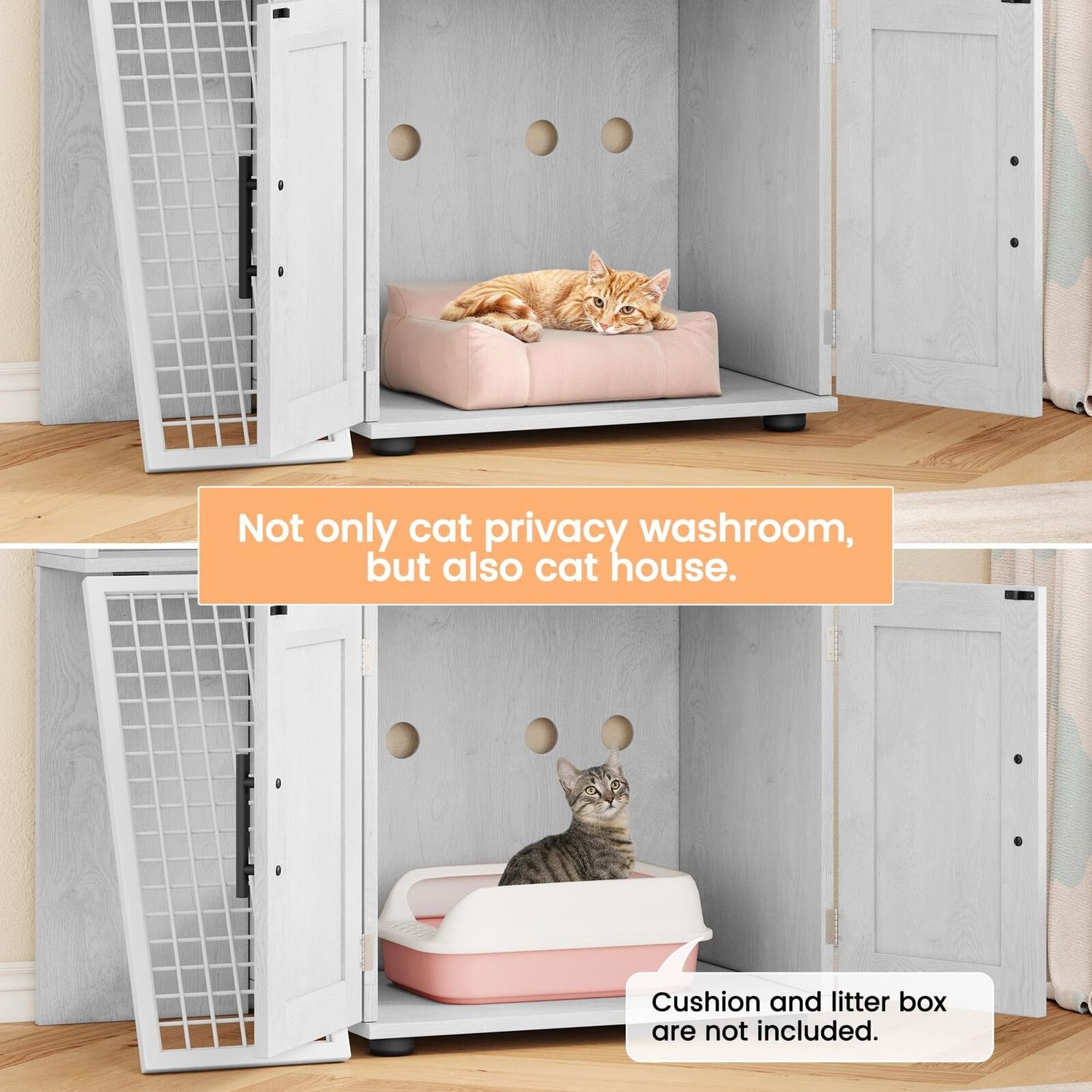 Cat Litter Box  Furniture Hidden Cat Litter Box Enclosure Cat House with Ladder