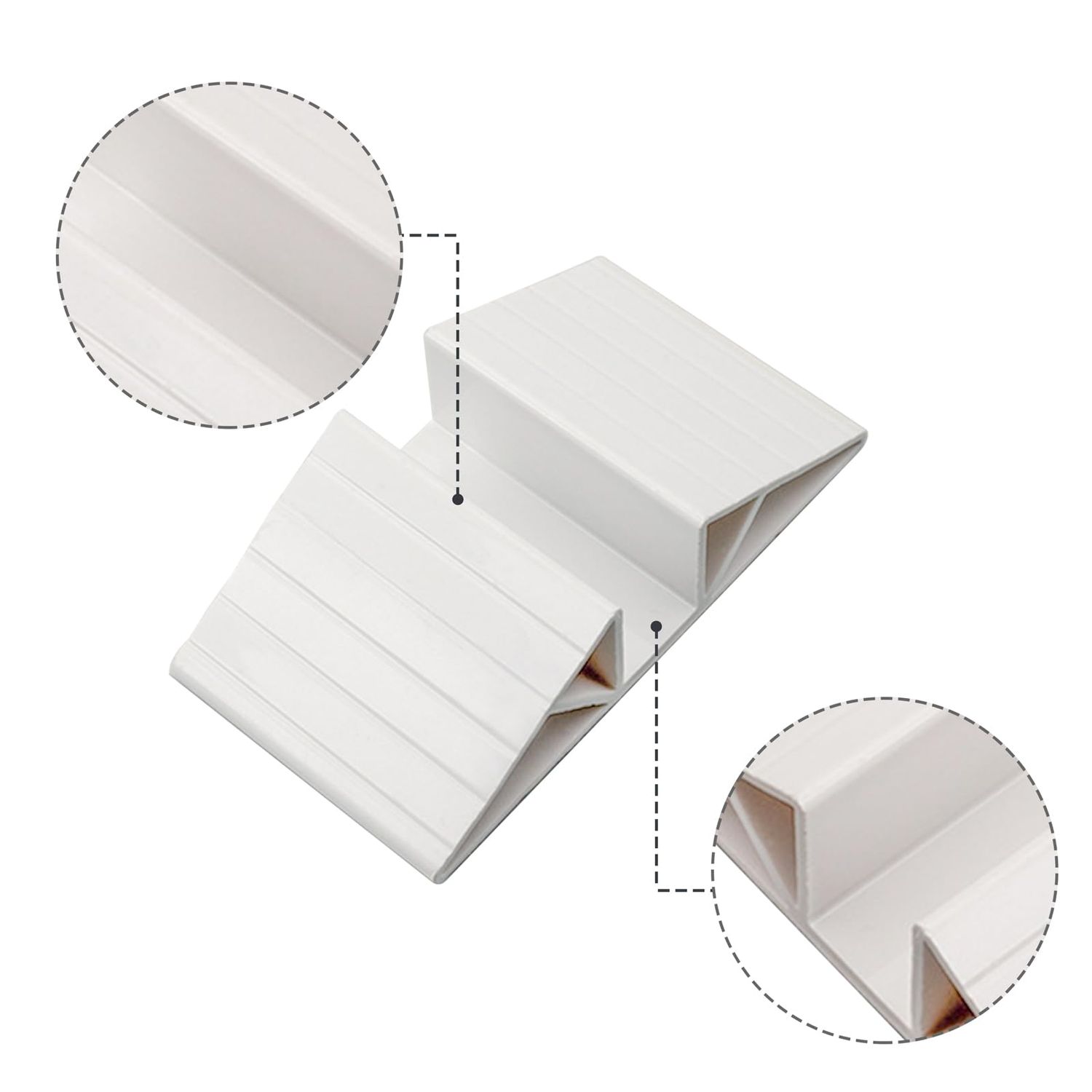 8pcs Pet Gate Support Feet, Configurable Dog Gate Collection for 1.2inch Isolation Fence Plastic Triangle Reinforcement Fitting Stable Standing Pet Gate Fence for Doggie Guardrail, White