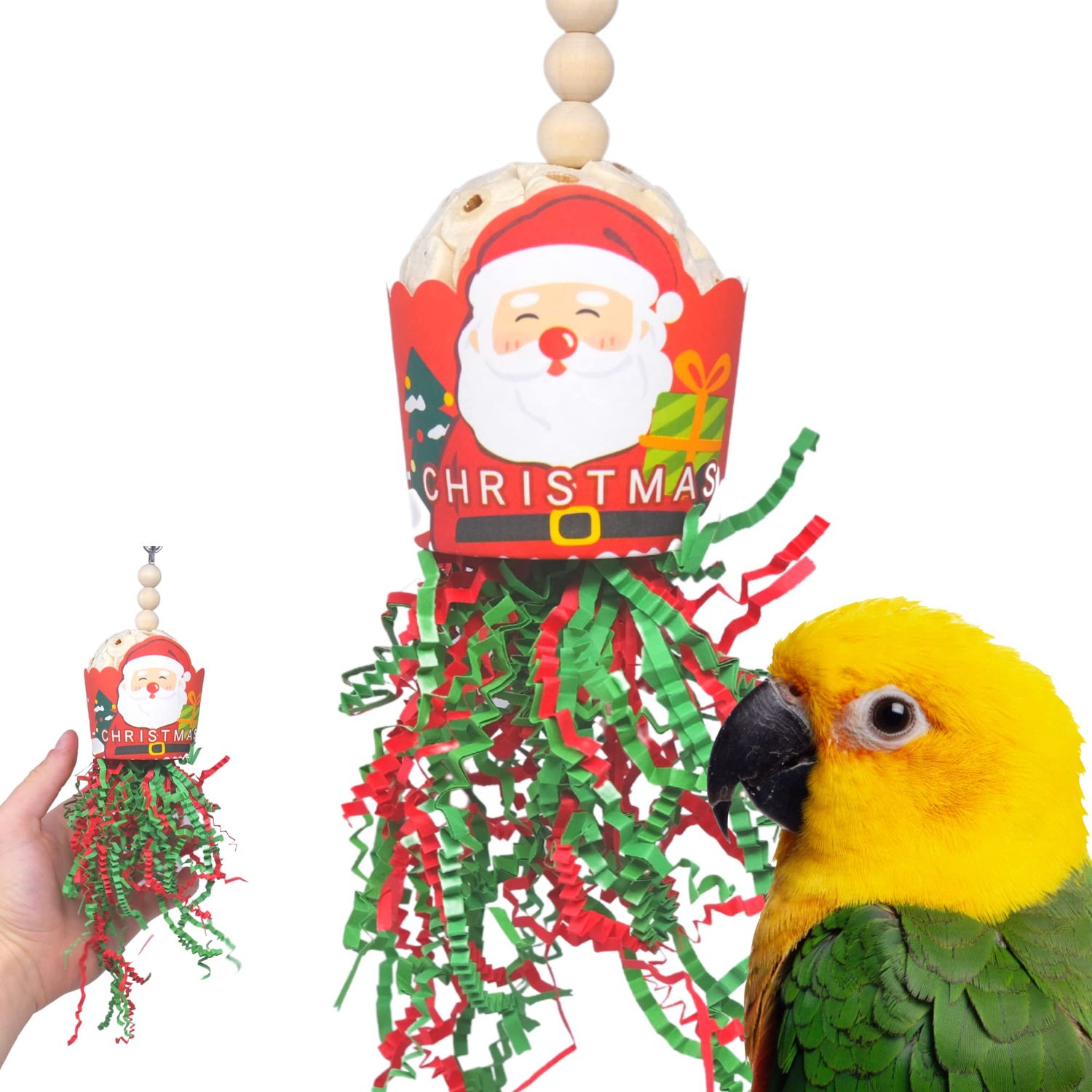 Bonka Bird Toys 2438 Santa Sola Christmas Cup Small Medium Festive Holiday Chew Treat Cockatiels Parakeets Conures and Other Similar Birds