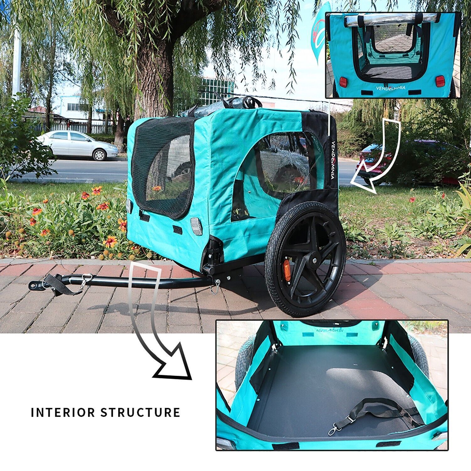 Light Blue Foldable Pet Jogging Stroller Dog Carriers Bicycle Trailer