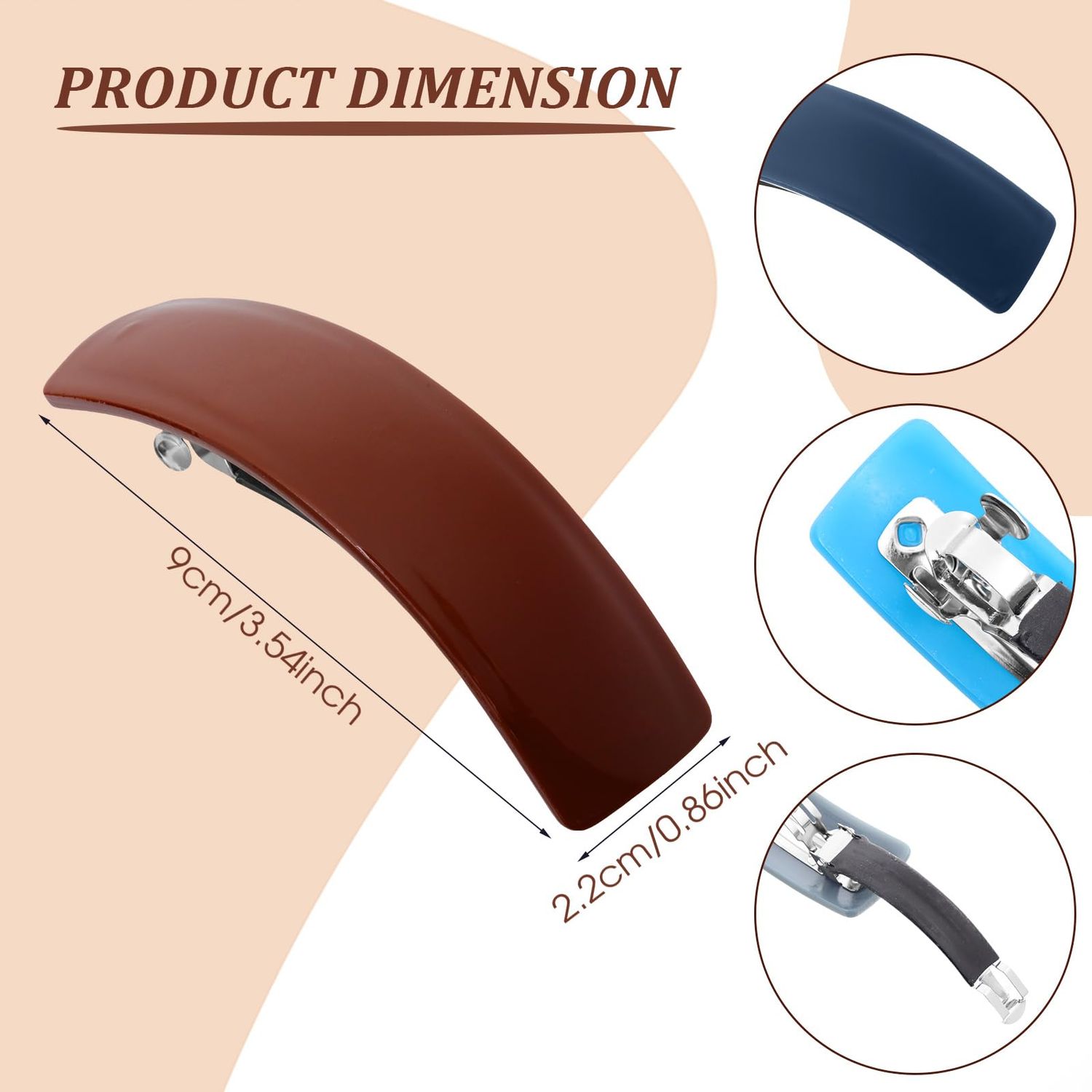 6 Pieces Hair Barrettes for Women Hair Clips Womens Hair Accessories Large French Hair Pin Retro Hair Clasp, 6 Colors (Solid Pattern)