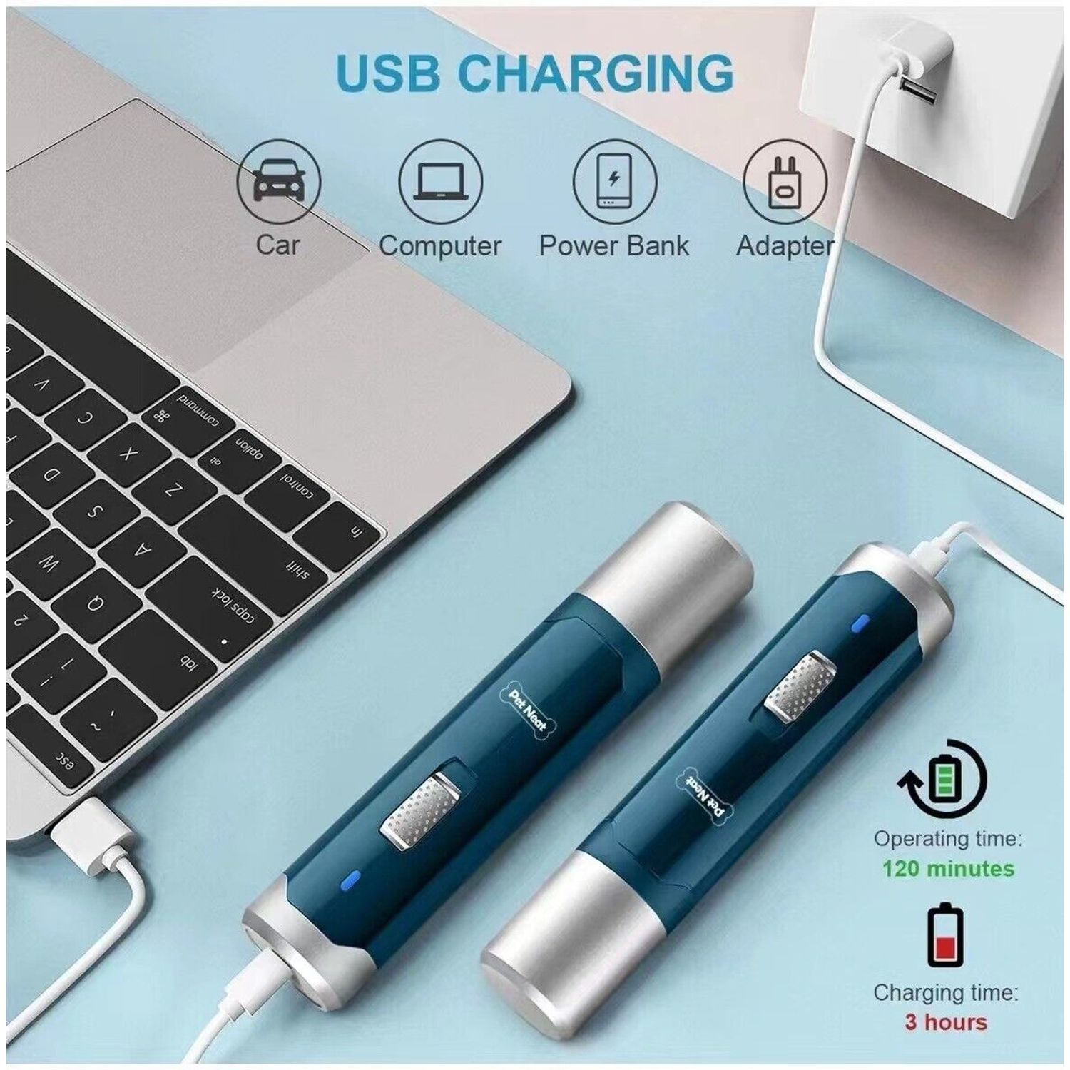Electric Dog Pet Cat Nail Grinder Trimmer USB Charge Clipper Professional
