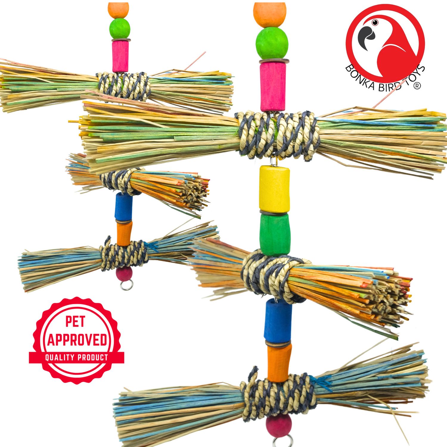 Bonka Bird Toys 2661 Straw Stepper Natural Chew Preen Peck Parrot Cage Toy Pet