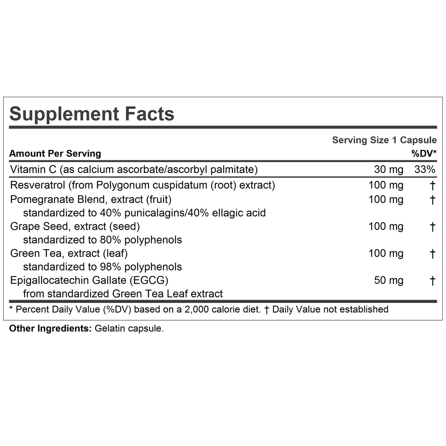 ANDREW LESSMAN Resveratrol-100 with Green Tea 100 Grape Seed 100 Pomegranate 100-360 Capsules – Four Powerful, Protective Anti-oxidants.