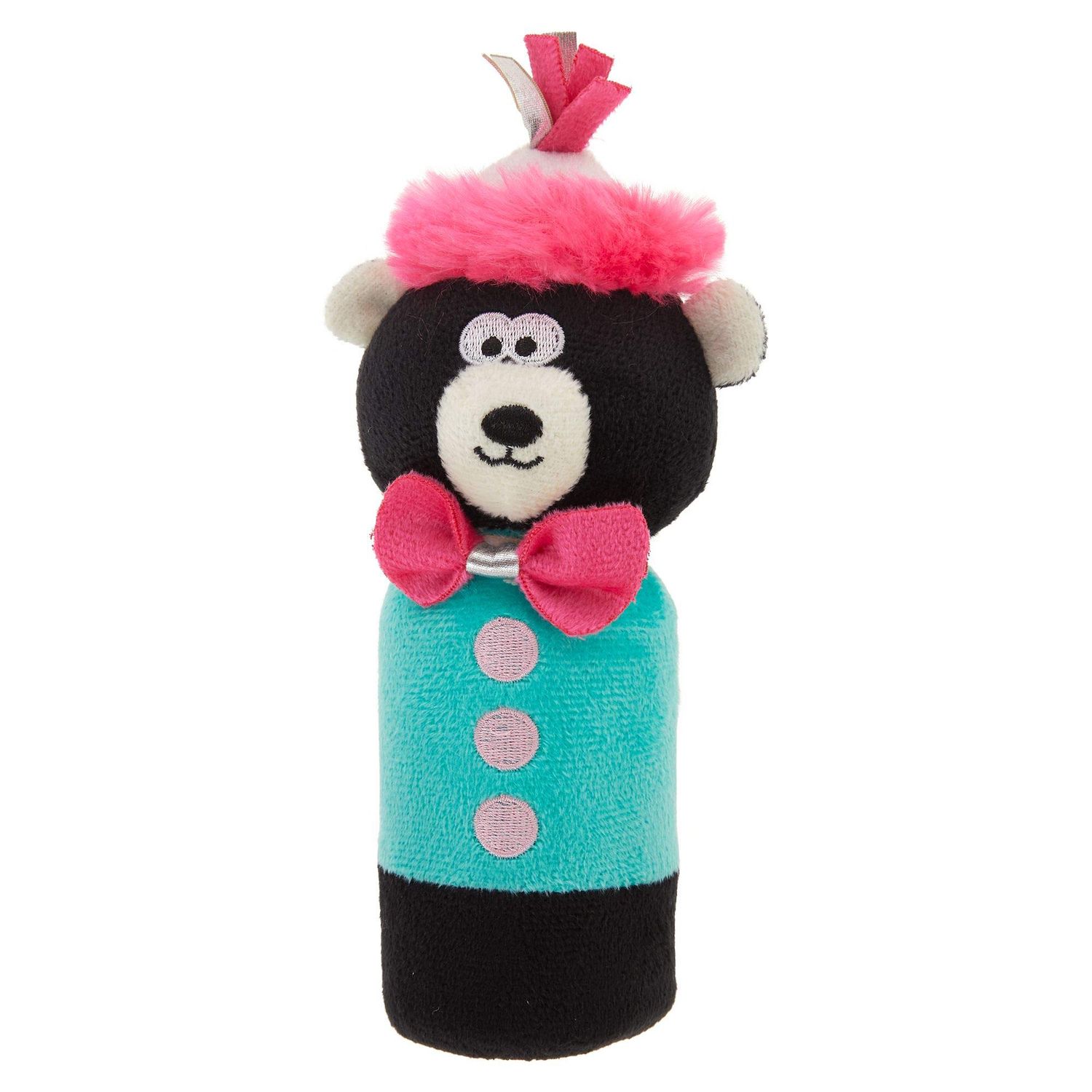 TOP PAW Party Bear Plush, Crinkle Bottle Cruncher Dog Toy ~Small~