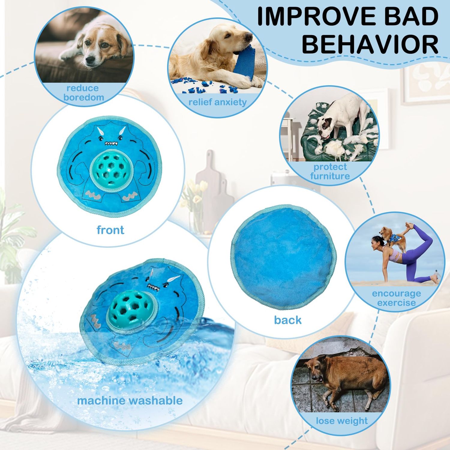 Chasinto 3 in 1 Flying Discs Squeaky Toy for Dogs Halloween Dog Toys Fetch Play Ball Outdoor Fun Game Treat Toy for All Breeds