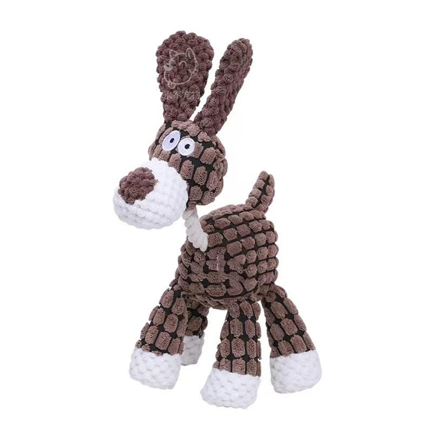 Feill Plush ChewToys with Squeakers, Cute Soft Dog Toys for Teeth Cleaning, for Indoor Puppies and Senior Pups, Plush No Mess Chew and Play (Brown Dog)