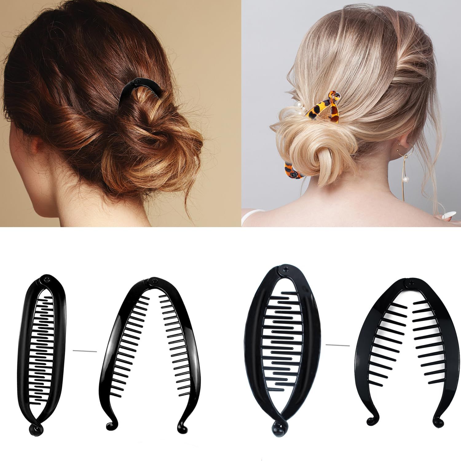 12 Pieces Banana Hair Clips Hair Comb Clips Classic Banana Clips, Ponytail Fishtail Fish Hair Holder for Women Girls Clamp Accessory