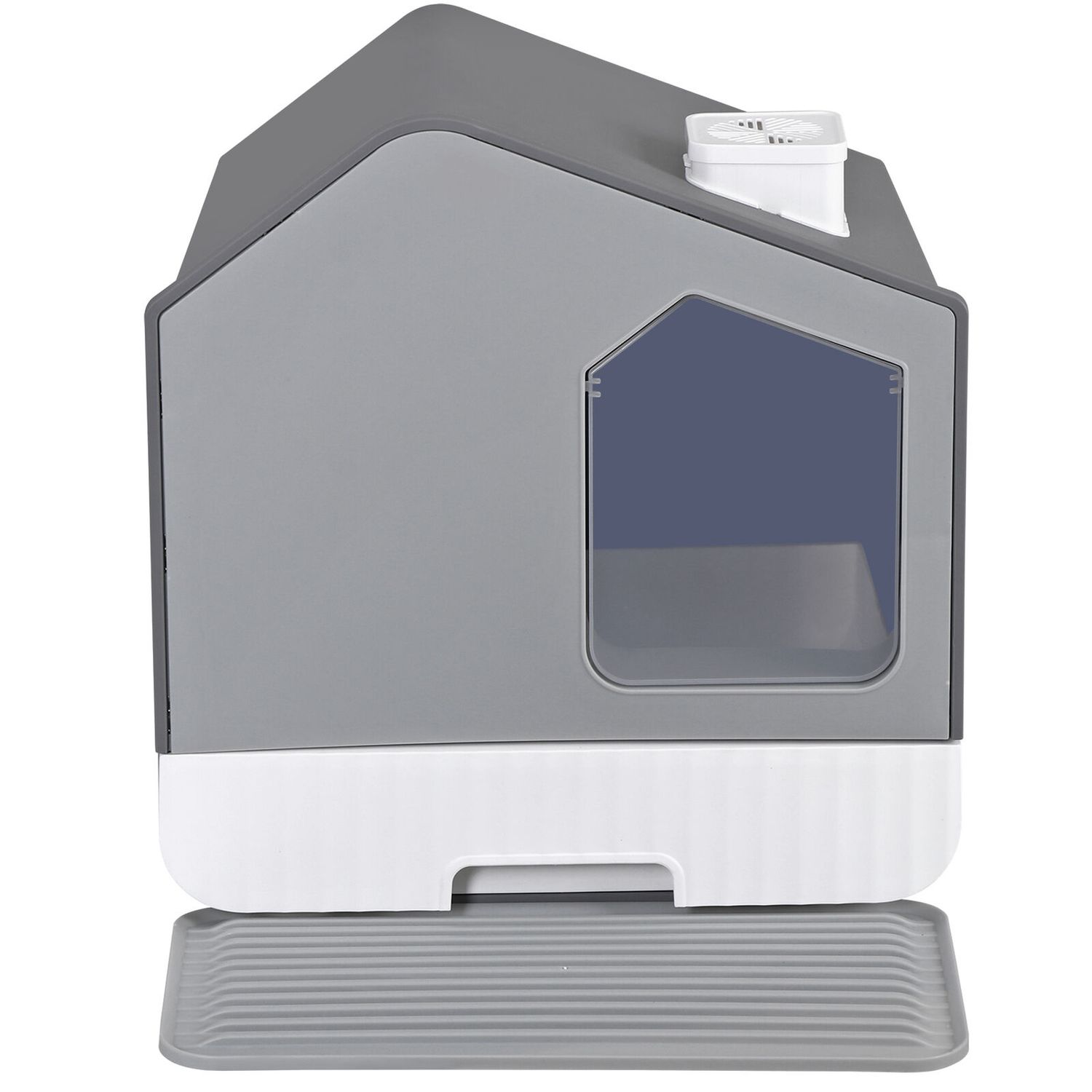 Large Enclosed Cat Litter Box with Scoop Anti-Splash Closed Litter Boxes Gray