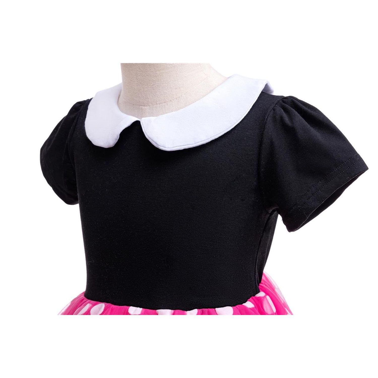 Dressy Daisy Baby Girls Polka Dots Fancy Dress Up Halloween Costume Birthday Party Outfit with Mouse Ears Headband Size 18-24 Months, Hot Pink 426