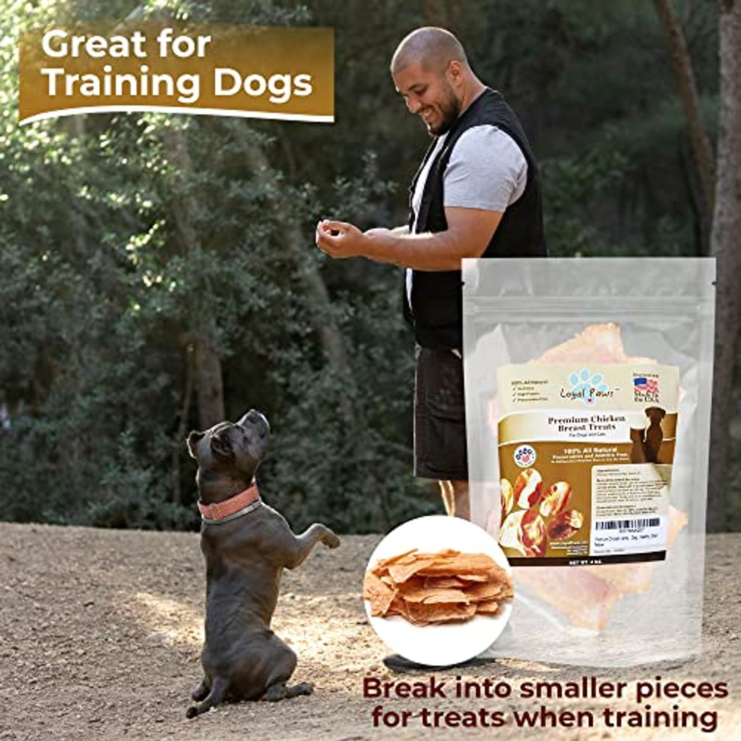 Loyal Paws Chicken Jerky Dog Treats Made in USA Only - Natural, Healthy, Premium, Human Grade, 100% Chicken - Grain Free - Training Treats for Small, Medium, and Large Dogs 4oz