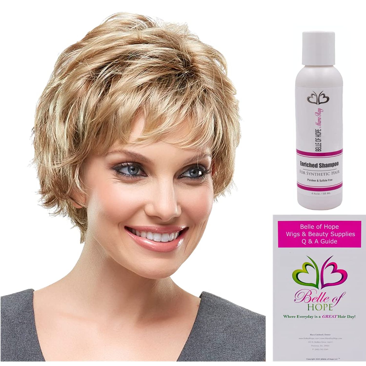 Belle of Hope CHELSEA Basic Cap Synthetic Wig by Jon Renau, 3PC Bundle: Wig, 4oz Mara Ray Enriched Shampoo and 19 Page Guide (38)