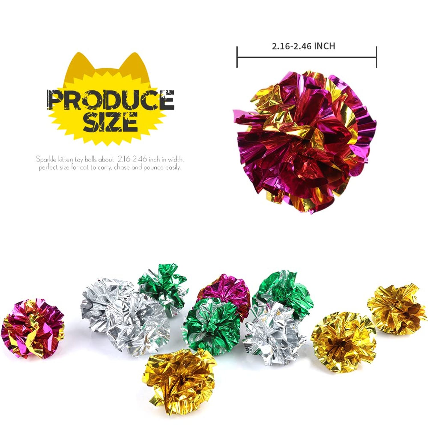 HNYYZL Bestsupplier 25 Pack Crinkle Balls Cat Toys - Original Mylar Crinkle Balls Cat Toys（Random Color）